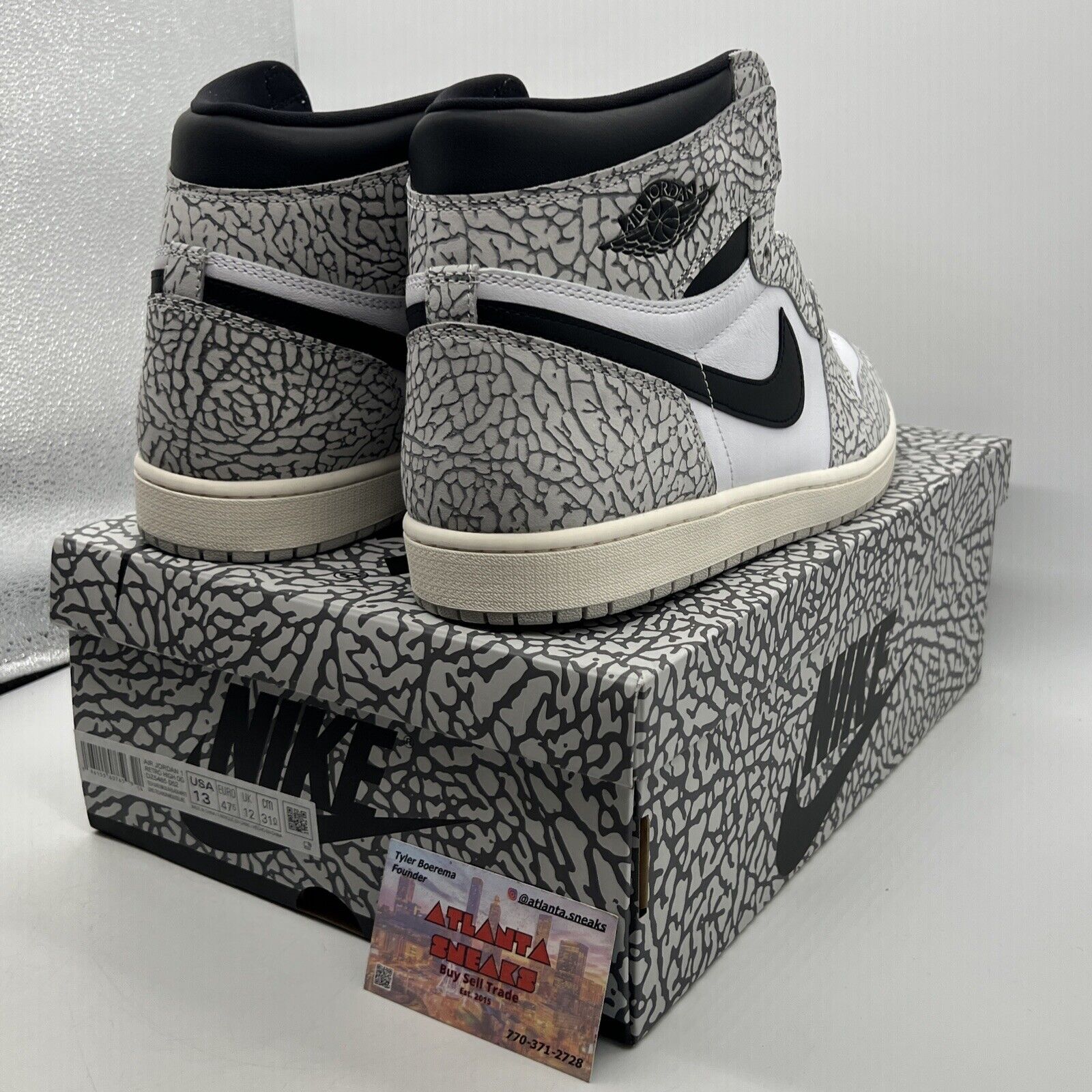 Size 13 - Air Jordan 1 Retro OG High White Cement Black Leather (DZ5485-052)