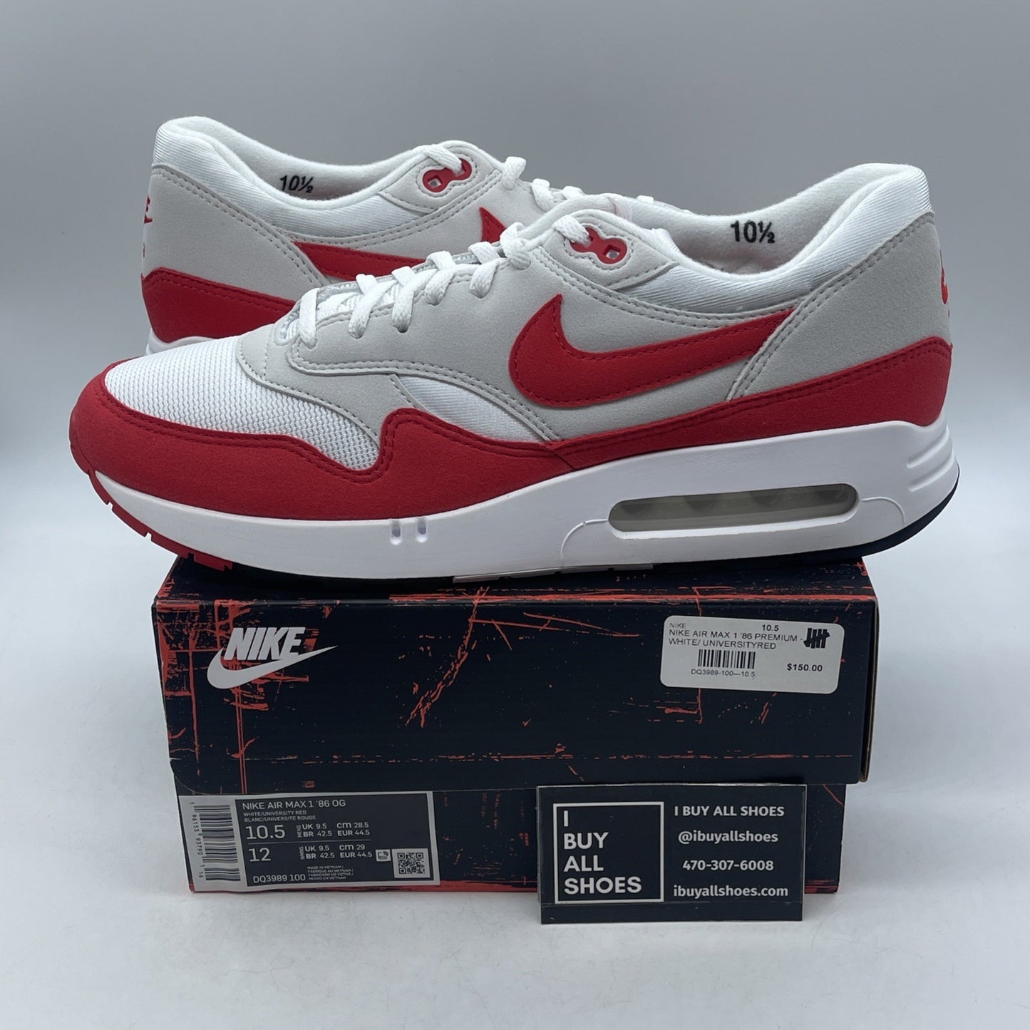 Size 10.5 - Nike Air Max 1 '86 OG Low Big Bubble Red (DQ3989-100)