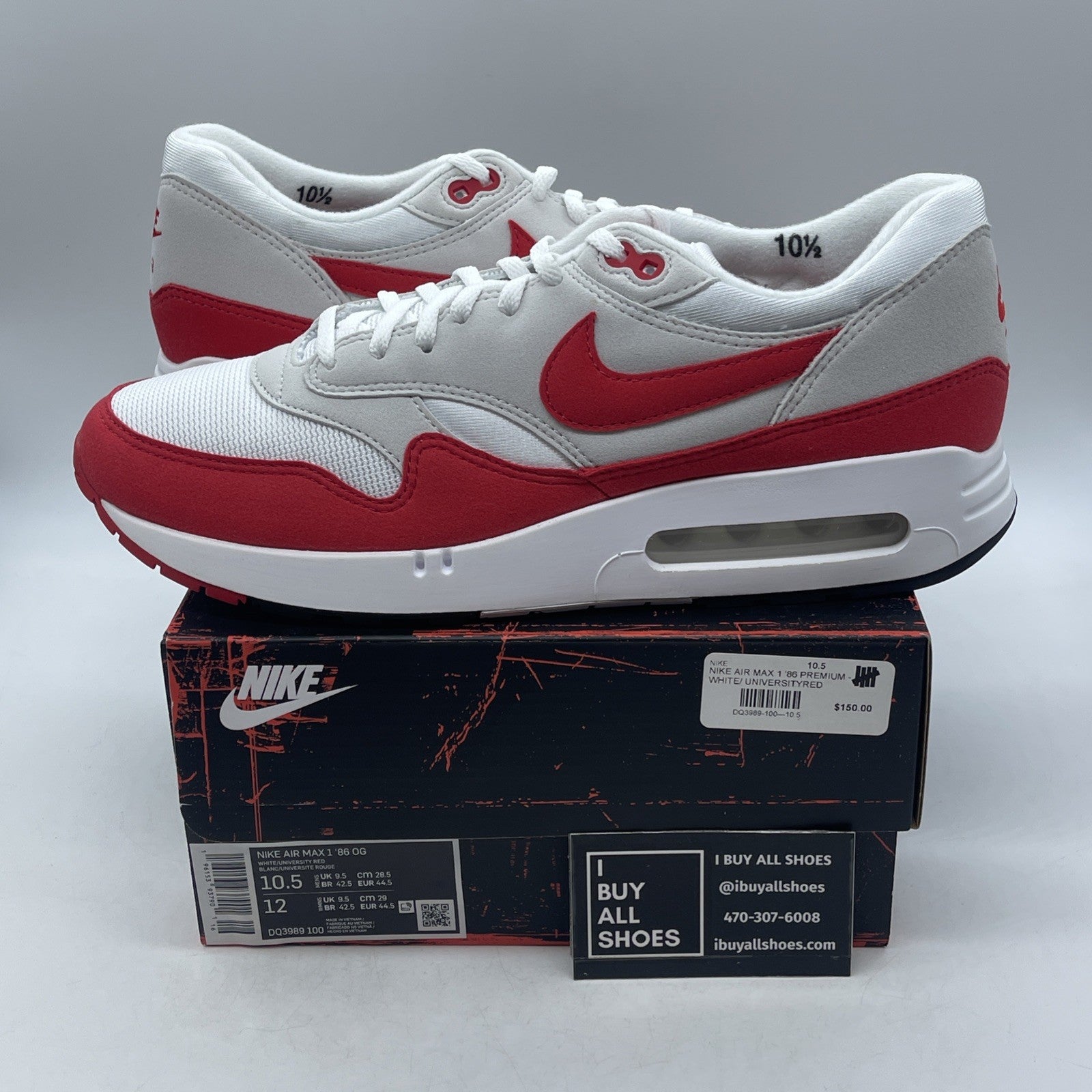 Size 10.5 - Nike Air Max 1 '86 OG Low Big Bubble Red (DQ3989-100)