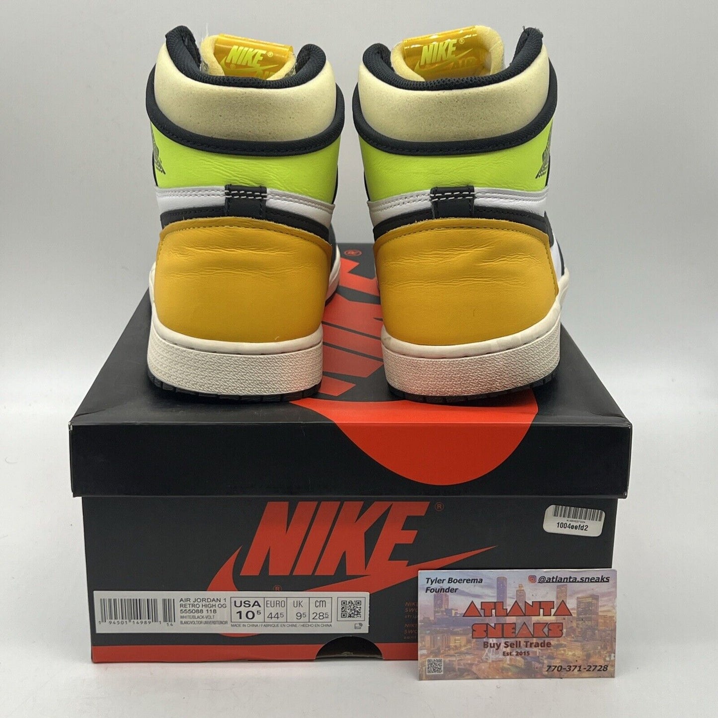 Size 10.5 - Jordan 1 Retro High OG Volt Yellow White Black Leather Used