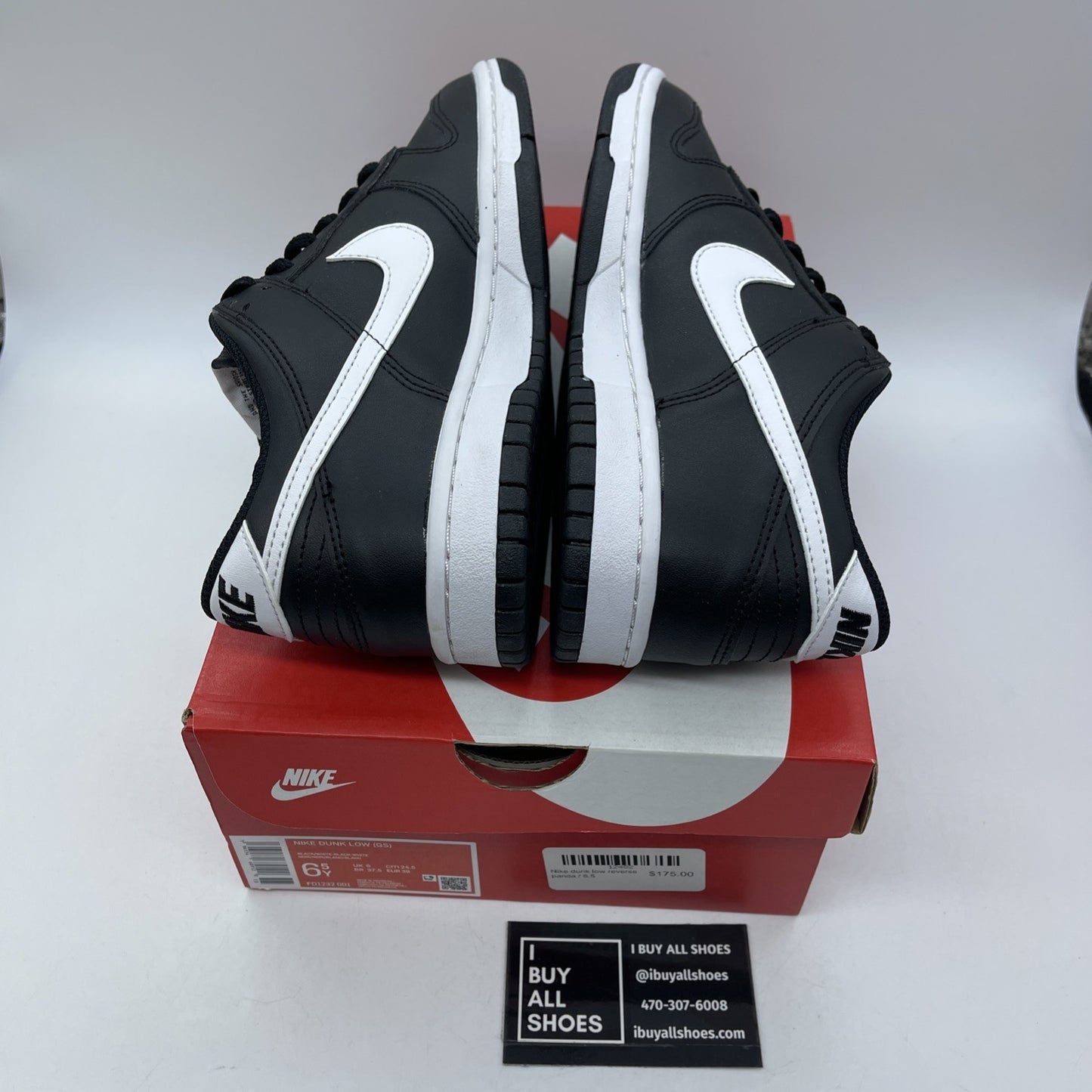 Size 6.5Y - Nike Dunk Low 'Black Panda 2.0' Black White Leather (DV0831-002)