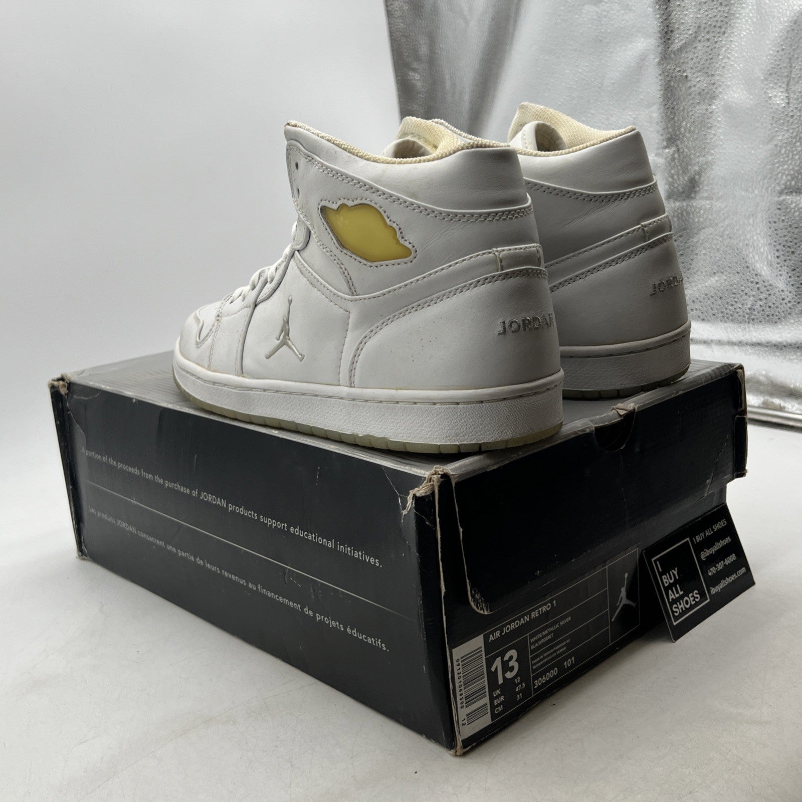 Size 13 - Air Jordan 1 Retro 2002 White Chrome (306000-101)