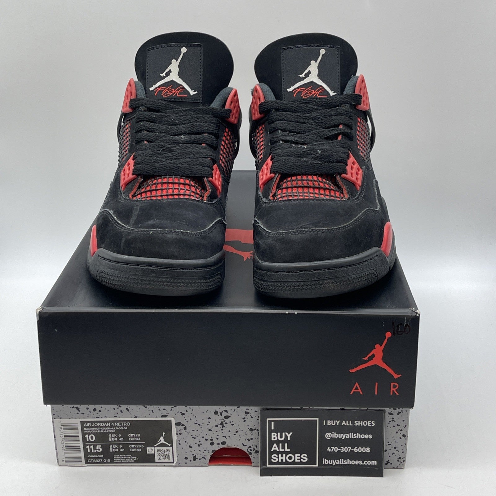 Size 10 - Jordan 4 Retro Mid Red Thunder Black White Suede (CT8527-016)