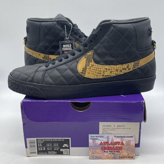 Size 11 - Nike Supreme x Zoom Blazer QS SB Mid Black Snakeskin (DV5078-001)