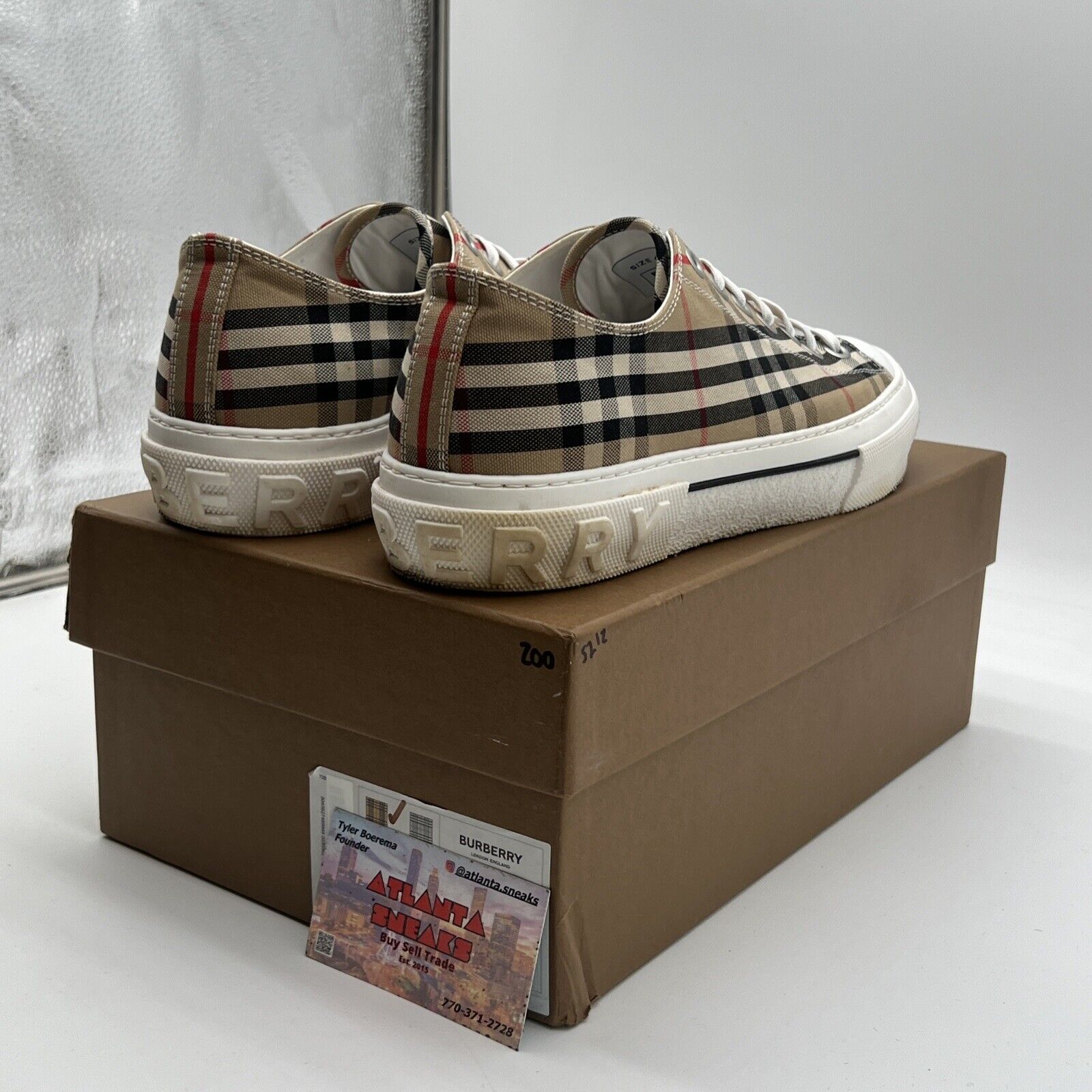 Size 12 - Burberry vintage check canvas low  top sneakers( Authentic)