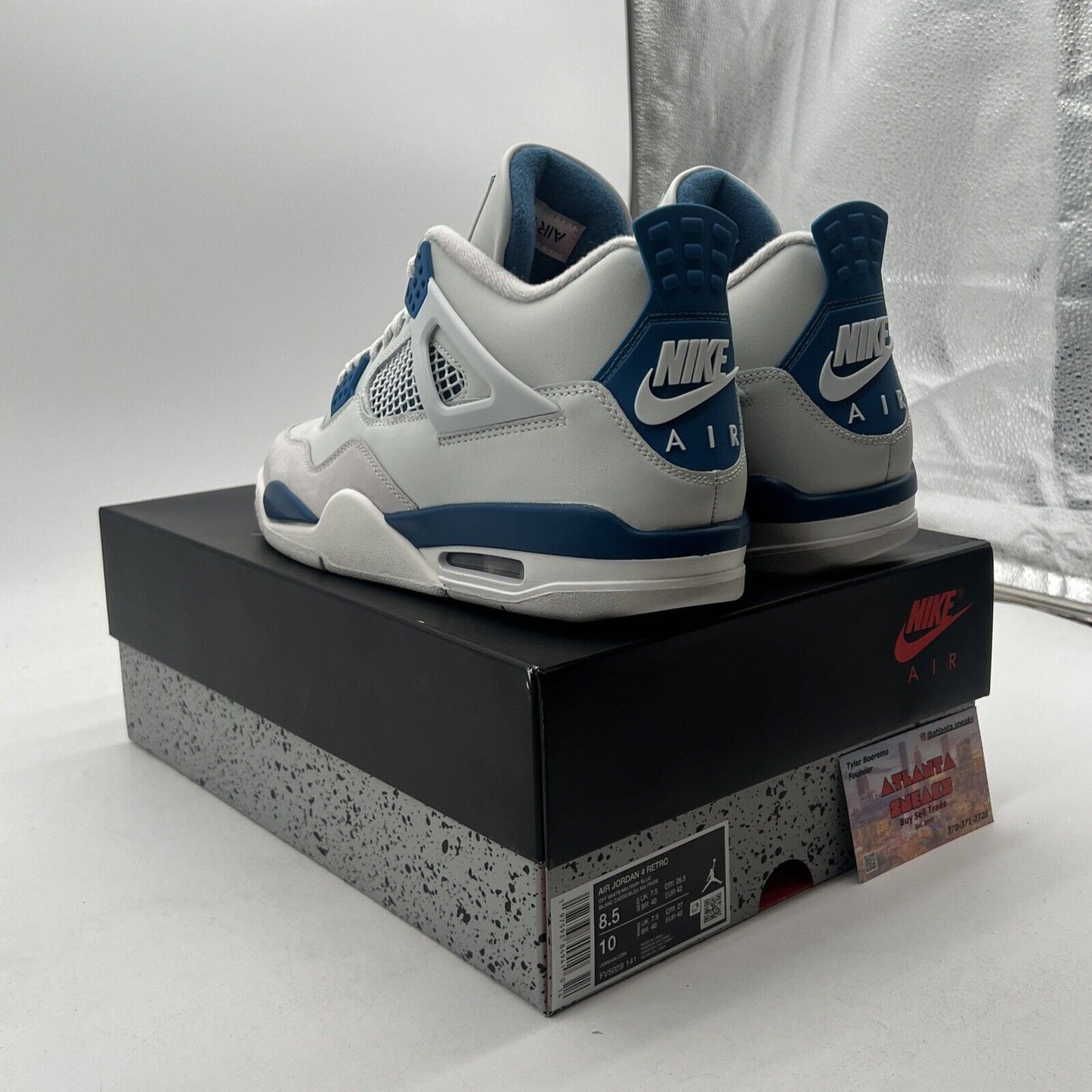 Size 8.5 - Air Jordan 4 Retro 2024 Military Blue (FV5029-141).