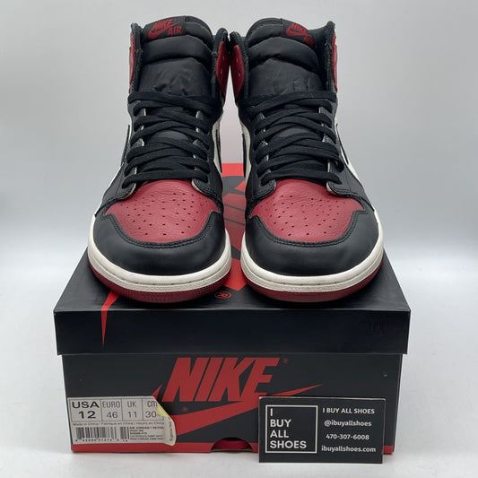 Size 12 - Jordan 1 Retro OG High Bred Toe Black Red Leather (555088-610)
