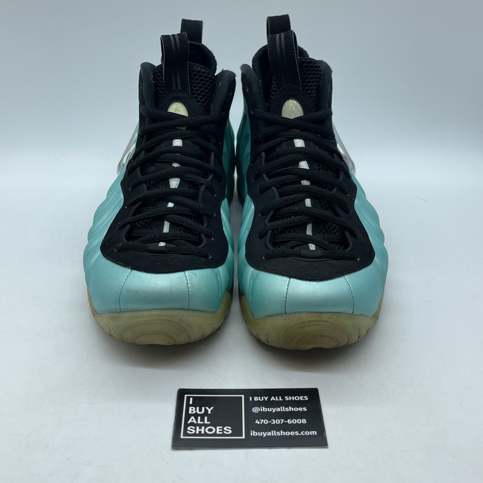 Size 11.5 - Nike Air Foamposite Pro Island Green Silver Leather (624041-303)