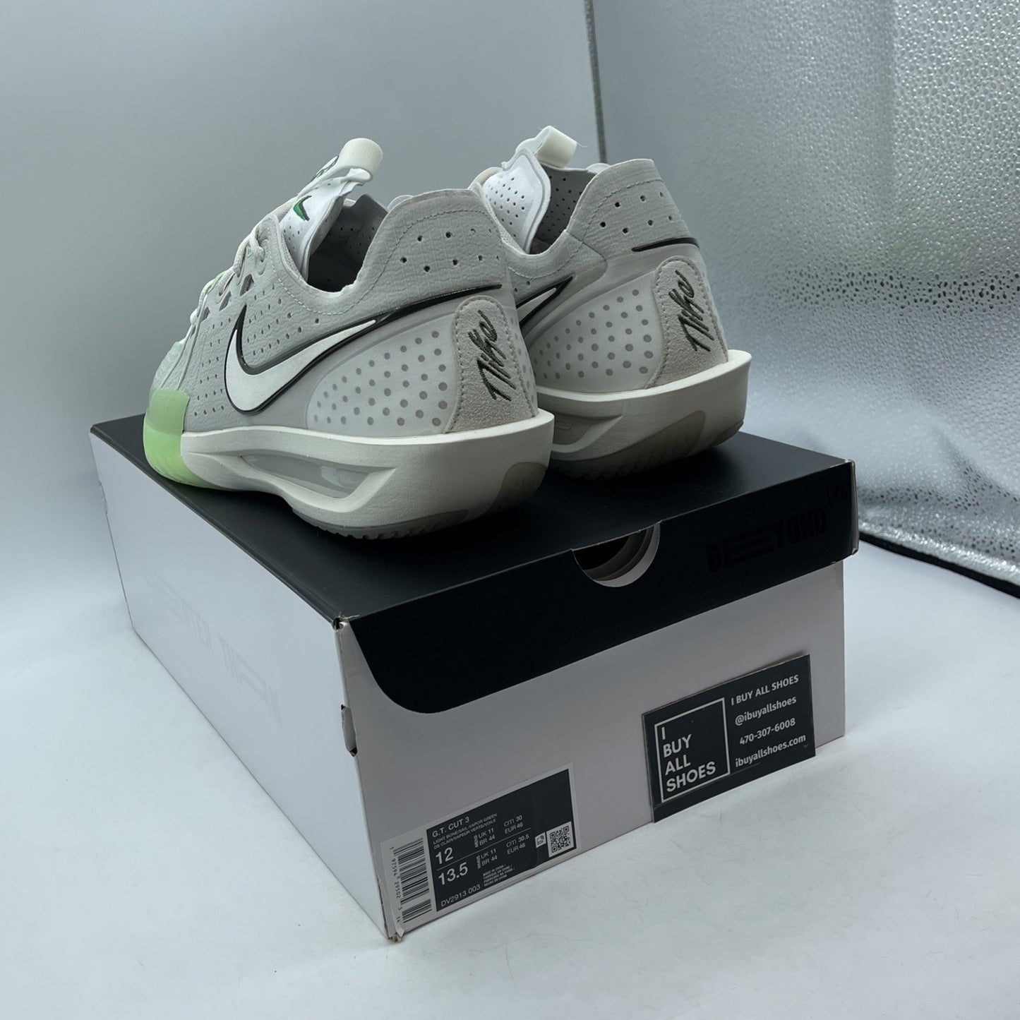 Size 12 - Nike Air Zoom GT Cut 3 Vapor Green White Grey Suede (DV2913-003)