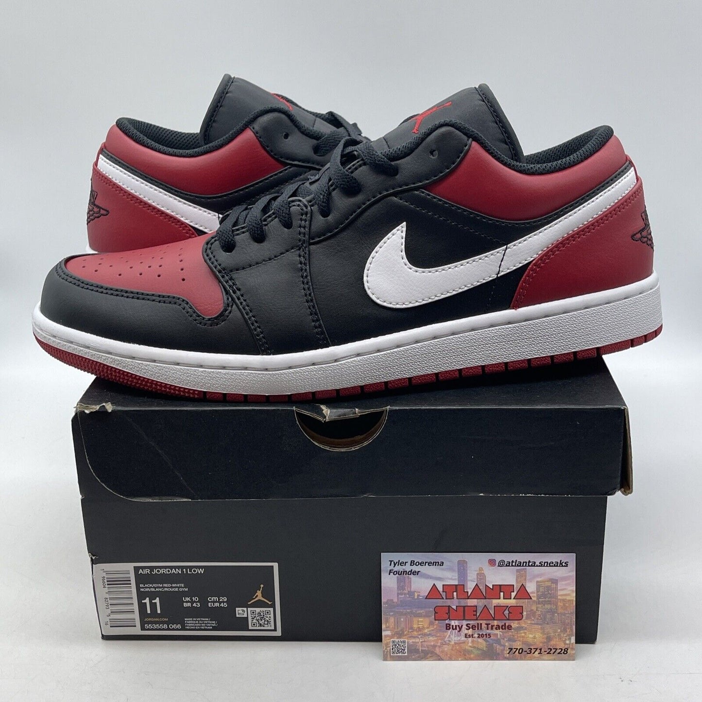 Size 11 - Air Jordan 1 Low Alternate Bred Toe Black White Red (553558-066)