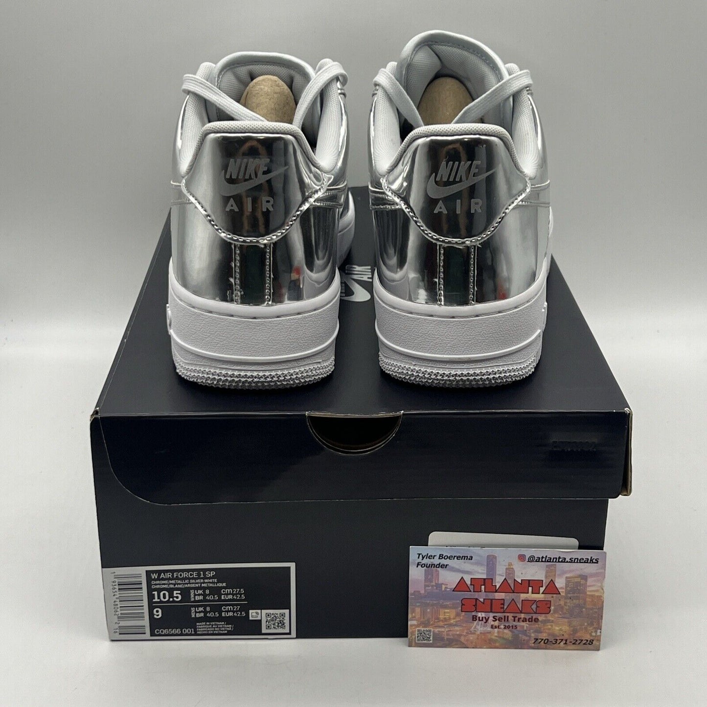 Size 10.5 - Nike Air Force 1 SP Liquid Metal - Chrome W Brand New Og All Silver