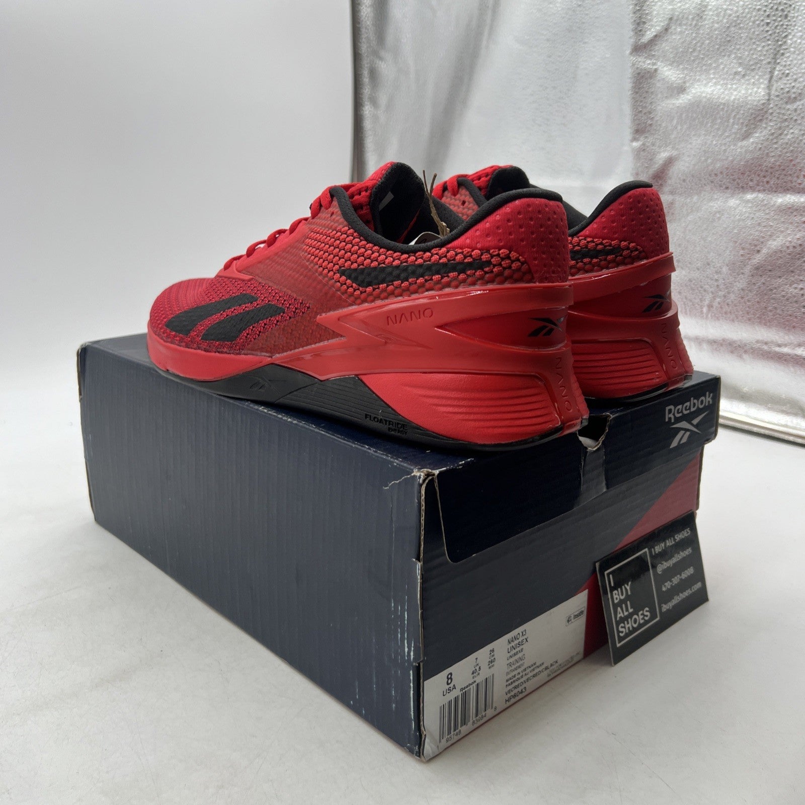 Size 8 - Reebok Nano X3 Mens Vector Red Black Lace Up Athletic Cross Training T3