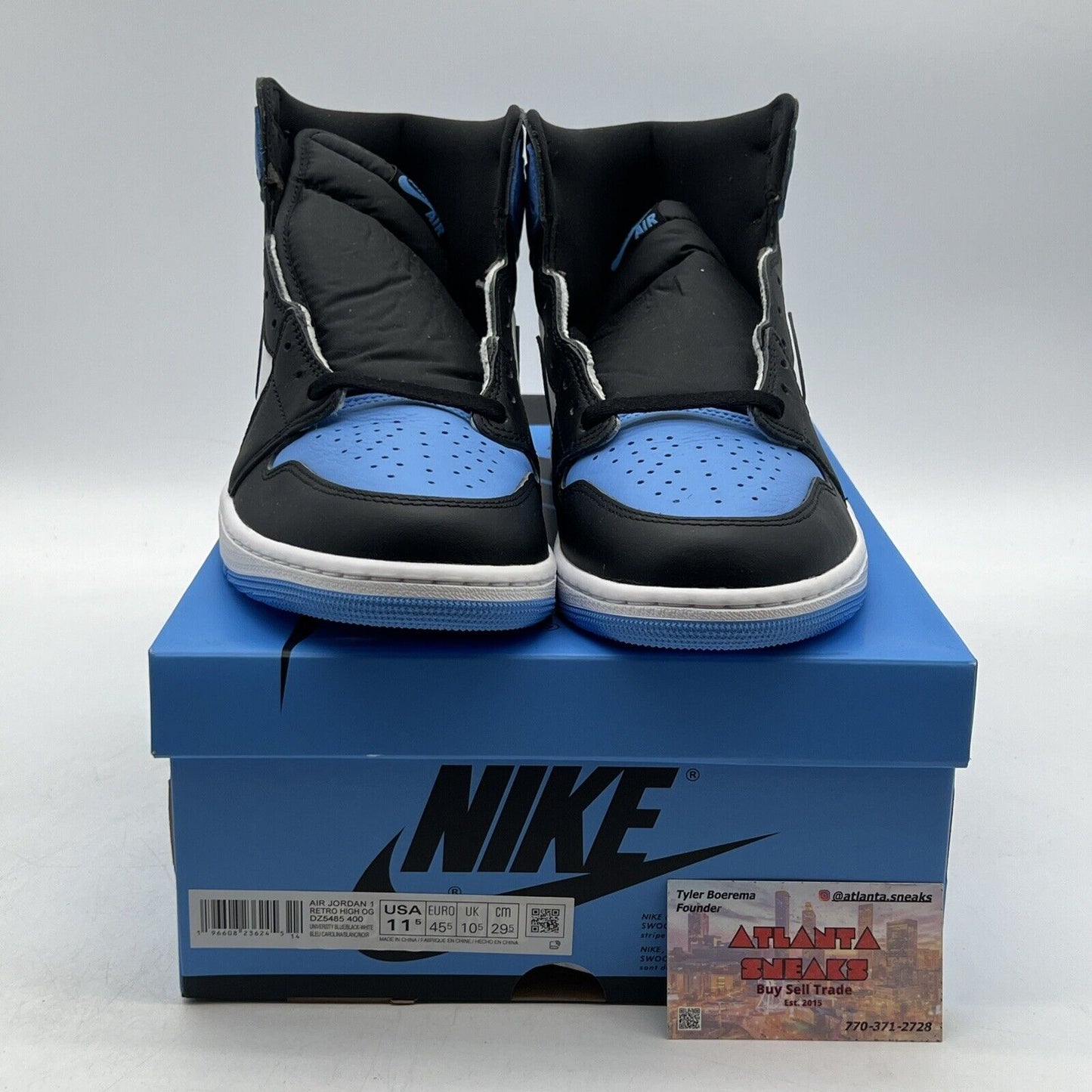 Size 11.5 - Jordan 1 Retro OG High UNC Toe Black White Blue Leather (DZ5485-400)