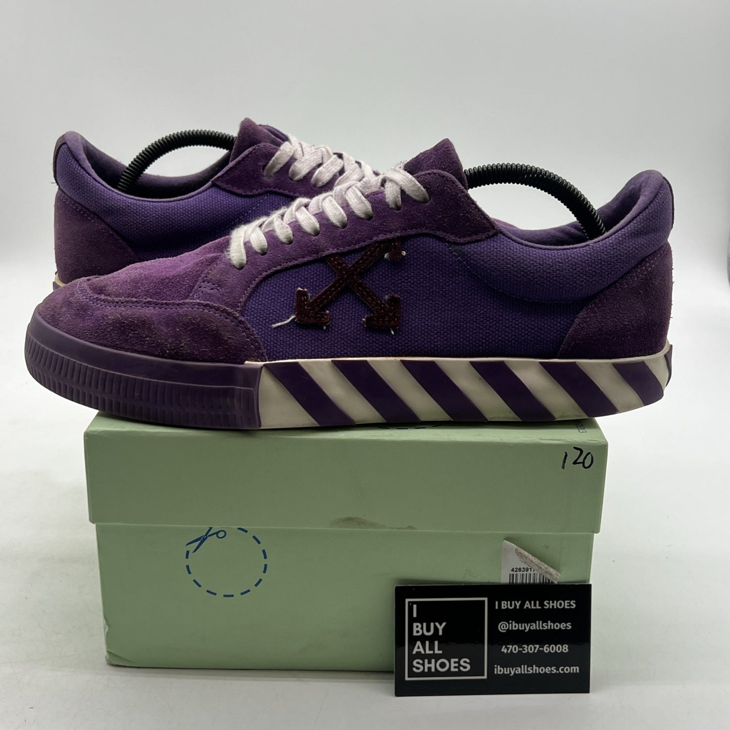 Size 44 - Off-White Women's  Vulcanized Low Canvas Shoes Violet/Violet arrow
