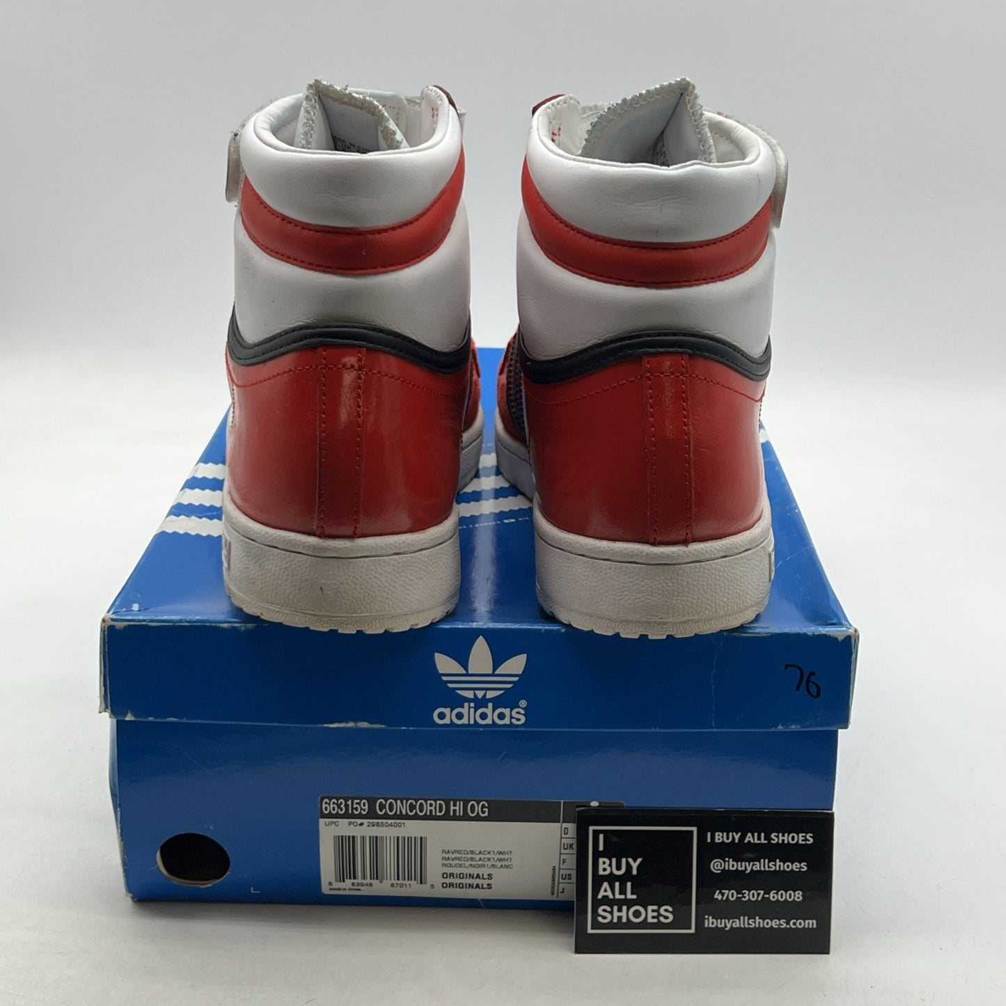 Size 11 - Adidas Concord Red Leather High Top Sneaker (663159)