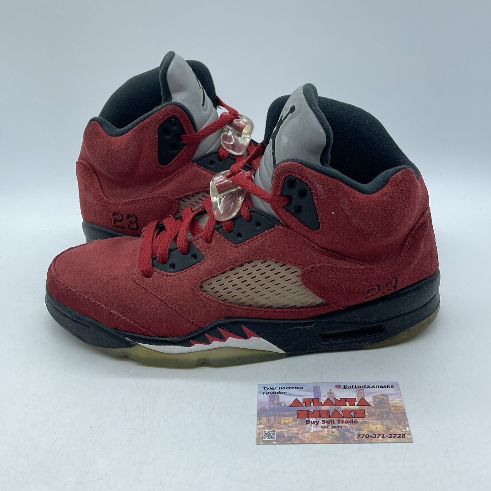Size 8.5 - Jordan 5 Retro Mid Raging Bull Black Red Suede Leather (DD587-600)