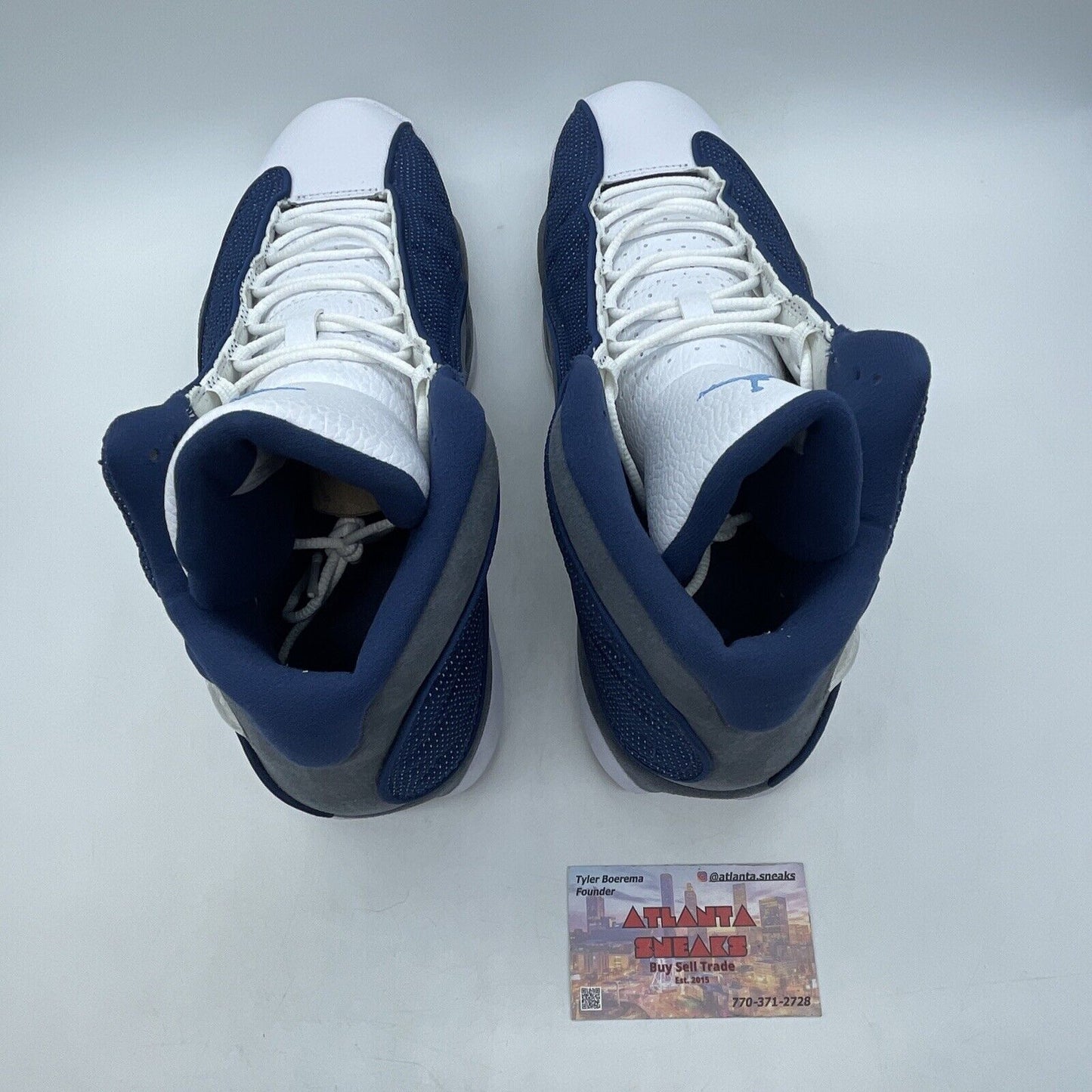 Size 12 - Jordan 13 Retro Mid Flint Blue White Grey Leather Suede (414571-404)