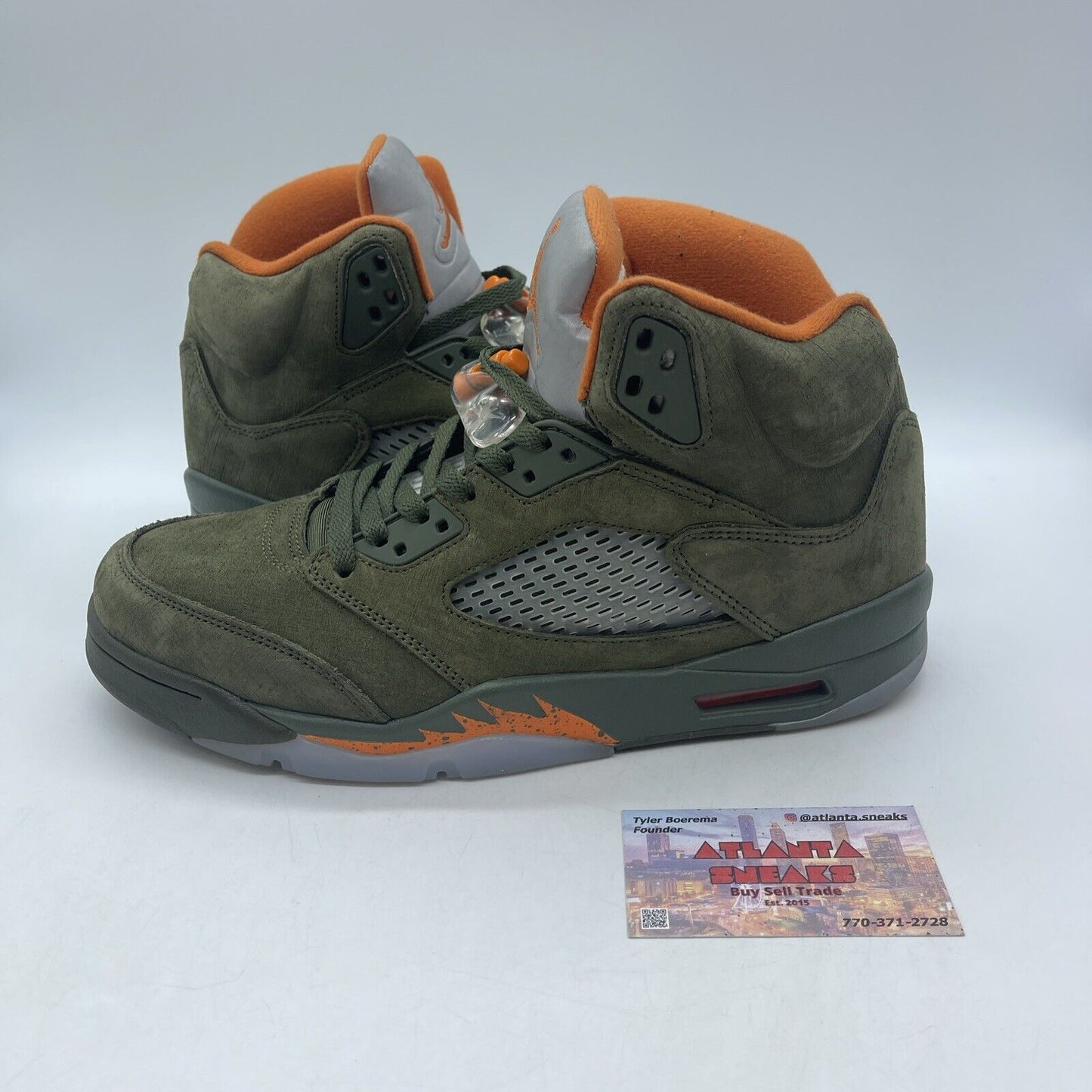 Size 10 - Air Jordan 5 Retro 2024 Olive Silver Orange Suede Leather (DD0587-308)