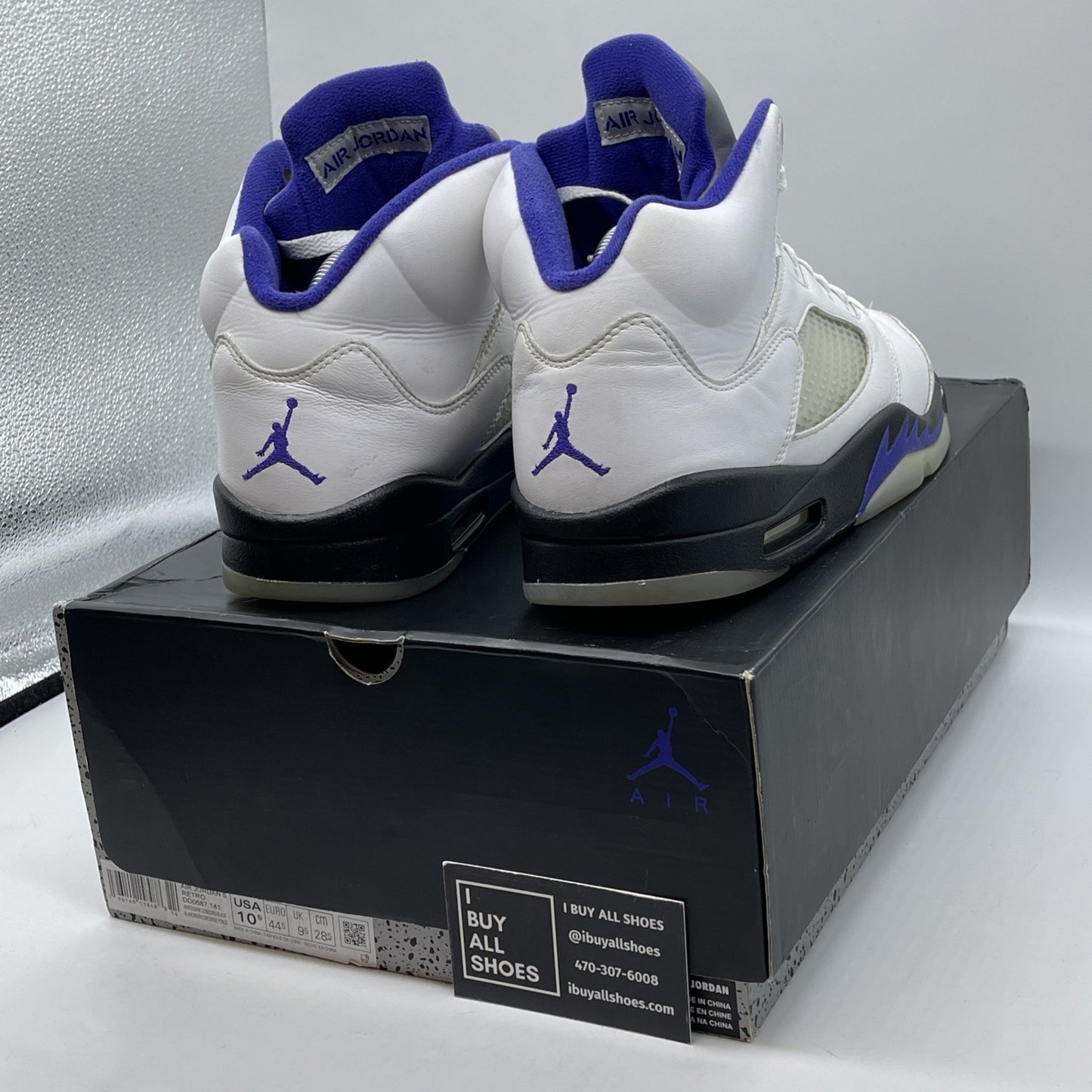 Size 10.5 - Jordan 5 Concord 2022 White Black Purple Leather (DD0587-141)