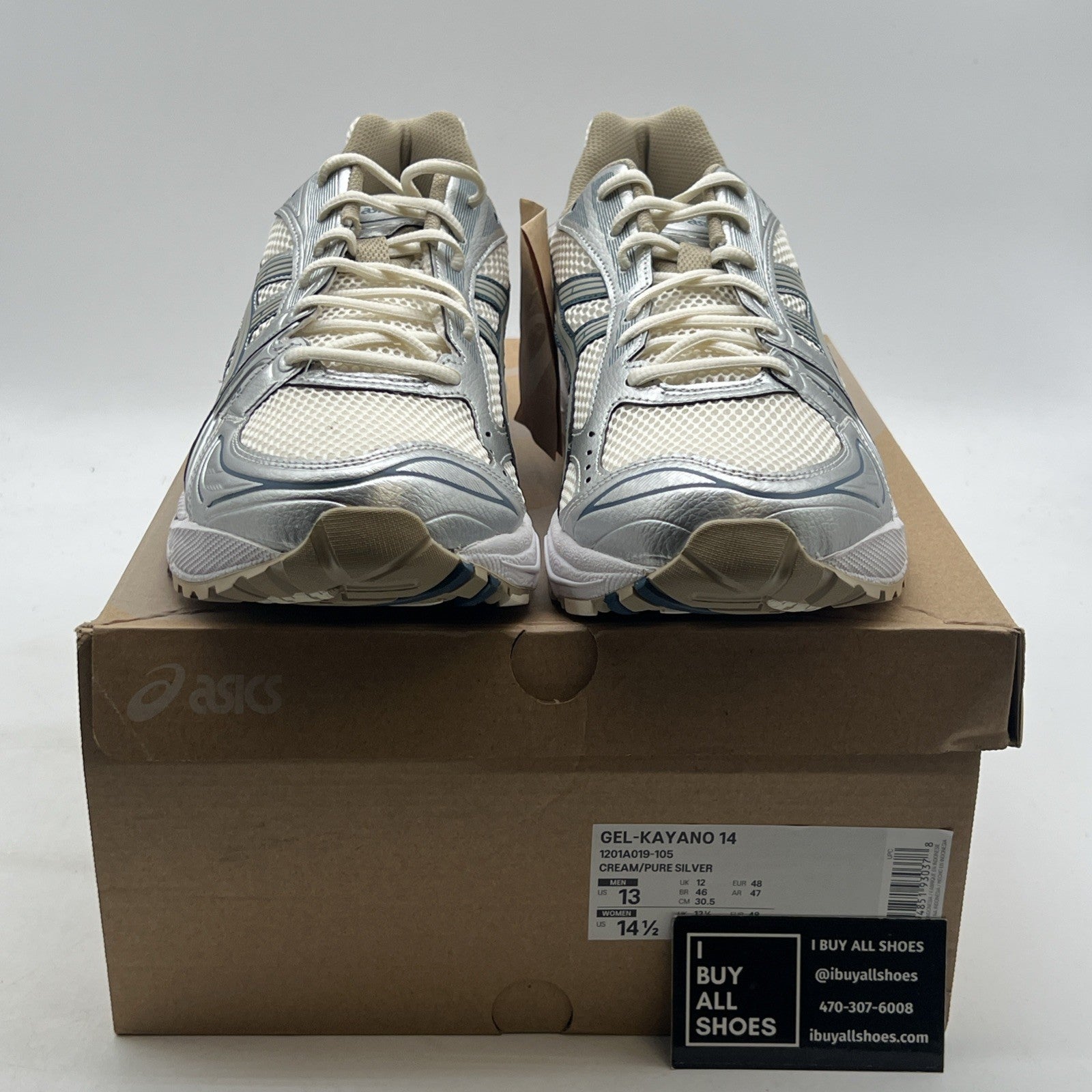 Size 13 - ASICS Gel Kayano 14 Cream Pure Silver (1201A019-105)