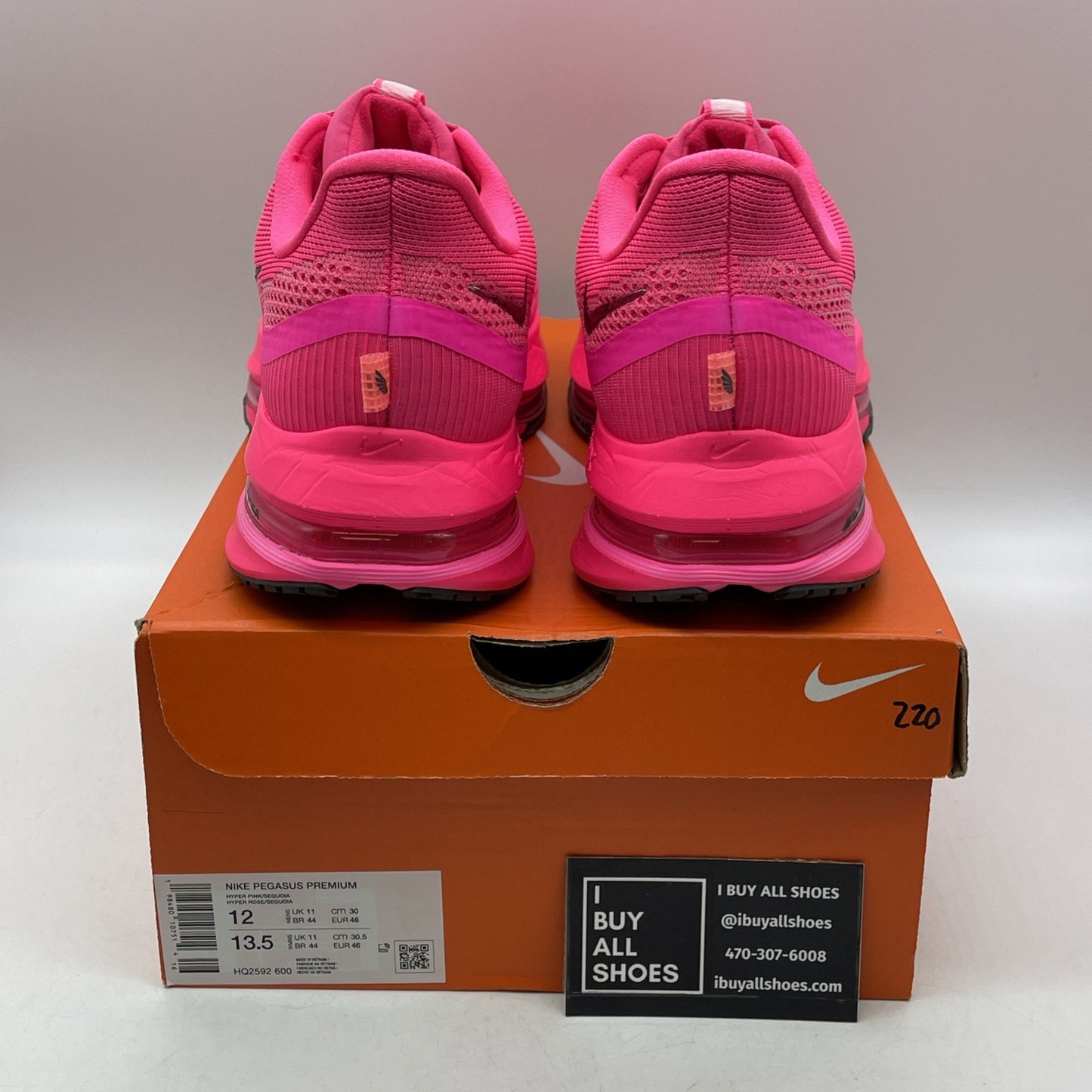 Size 12 - Nike Pegasus Premium Hyper Pink Black Suede Leather (HQ2592-600)