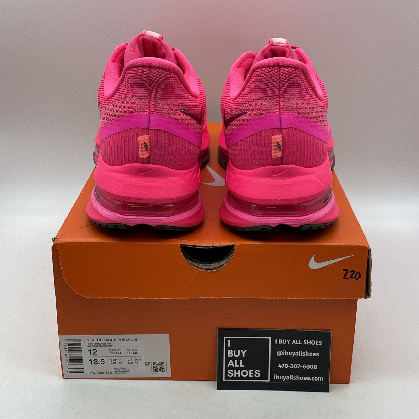 Size 12 - Nike Pegasus Premium Hyper Pink Black Suede Leather (HQ2592-600)