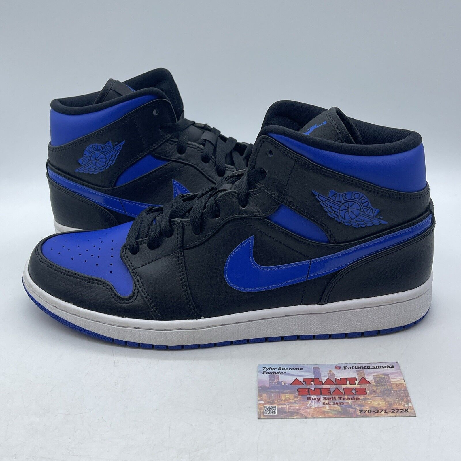 Size 11 - Air Jordan 1 Mid Black Hyper Royal White Black Blue (554724-068)