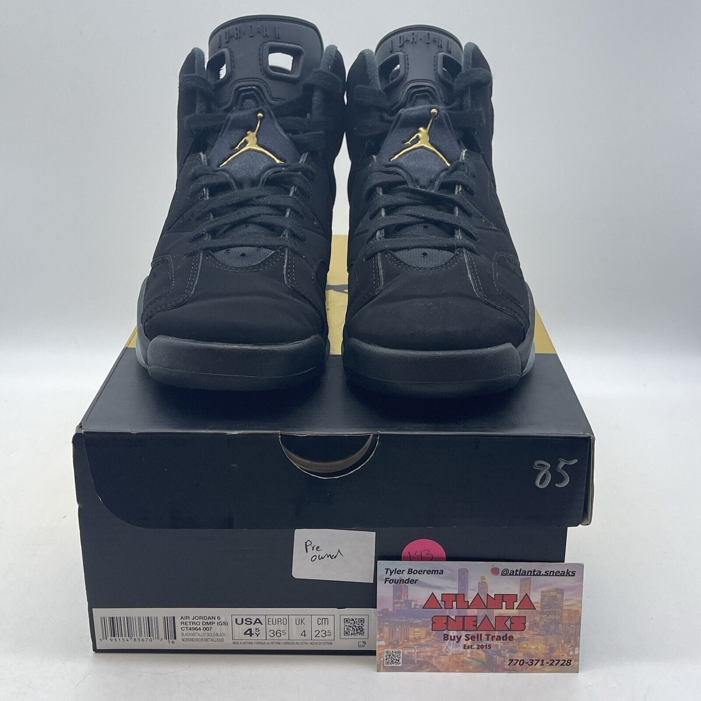 Size 4.5Y - Jordan 6 Retro Defining Moments 2020 Black Gold (CT4964-007)