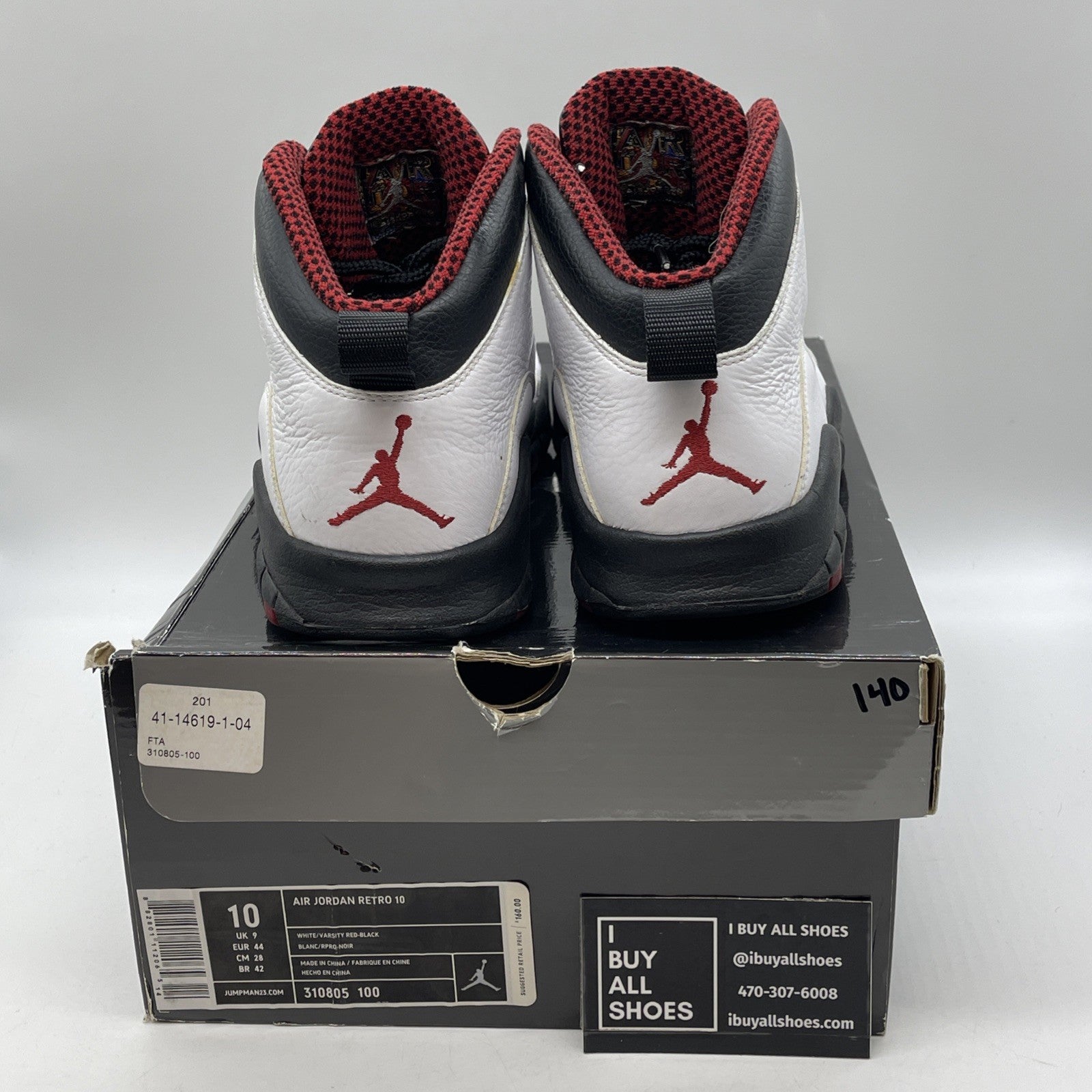 Size 10 - Air Jordan 10 Retro 2012 Chicago White Black Red Leather (310805-100)