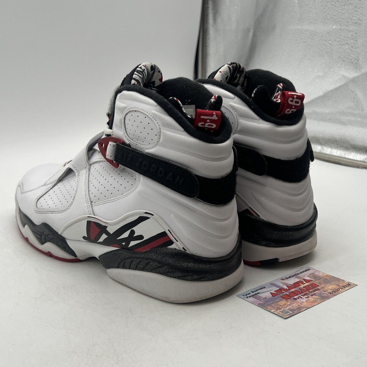 Size 10.5 - Air Jordan 8 Retro Alternate Black Red Leather White (305381-104)