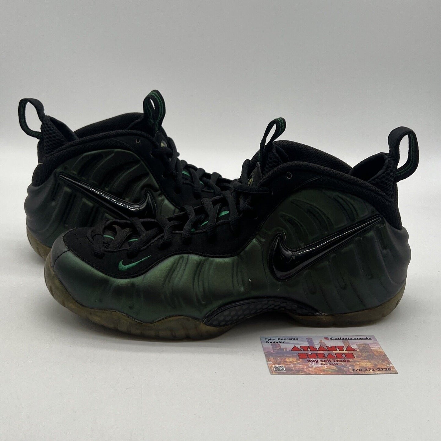 Size 9.5 - Nike Air Foamposite Pro Pine Green Black Suede (624041-301)