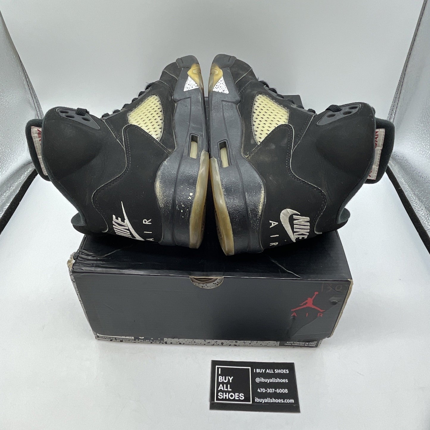 Size 8.5 - Jordan 5 OG Mid Metallic Silver Black Suede (845035-003)