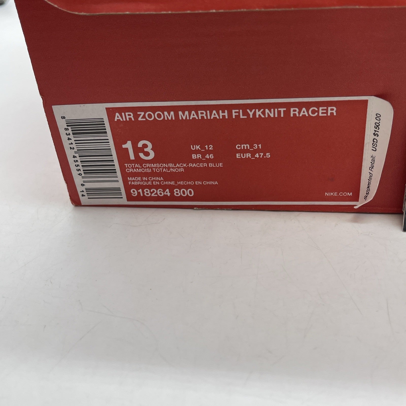 Size 13 - Nike Air Zoom Mariah Flyknit Racer Total Crimson Suede (918264-800)