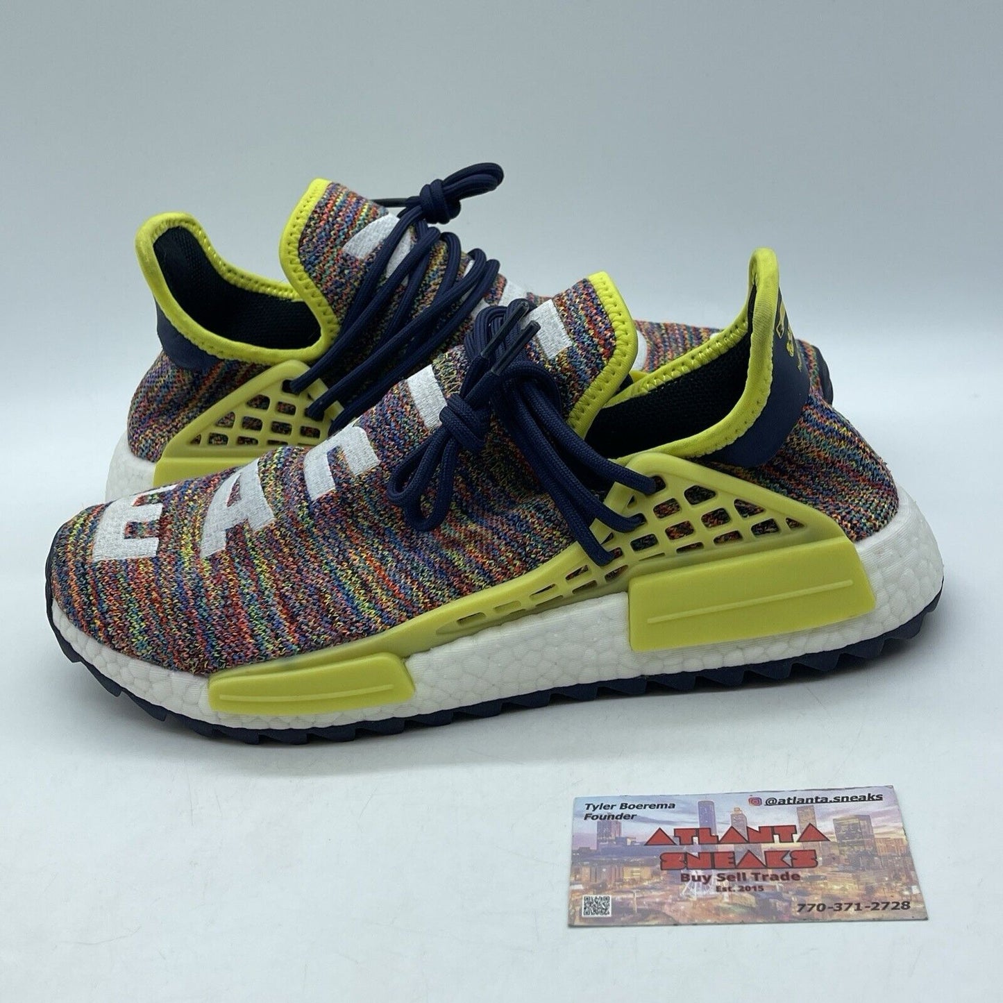 Size 9.5 - adidas Pharrell x NMD Trail Human Race Yellow White (AC7360)