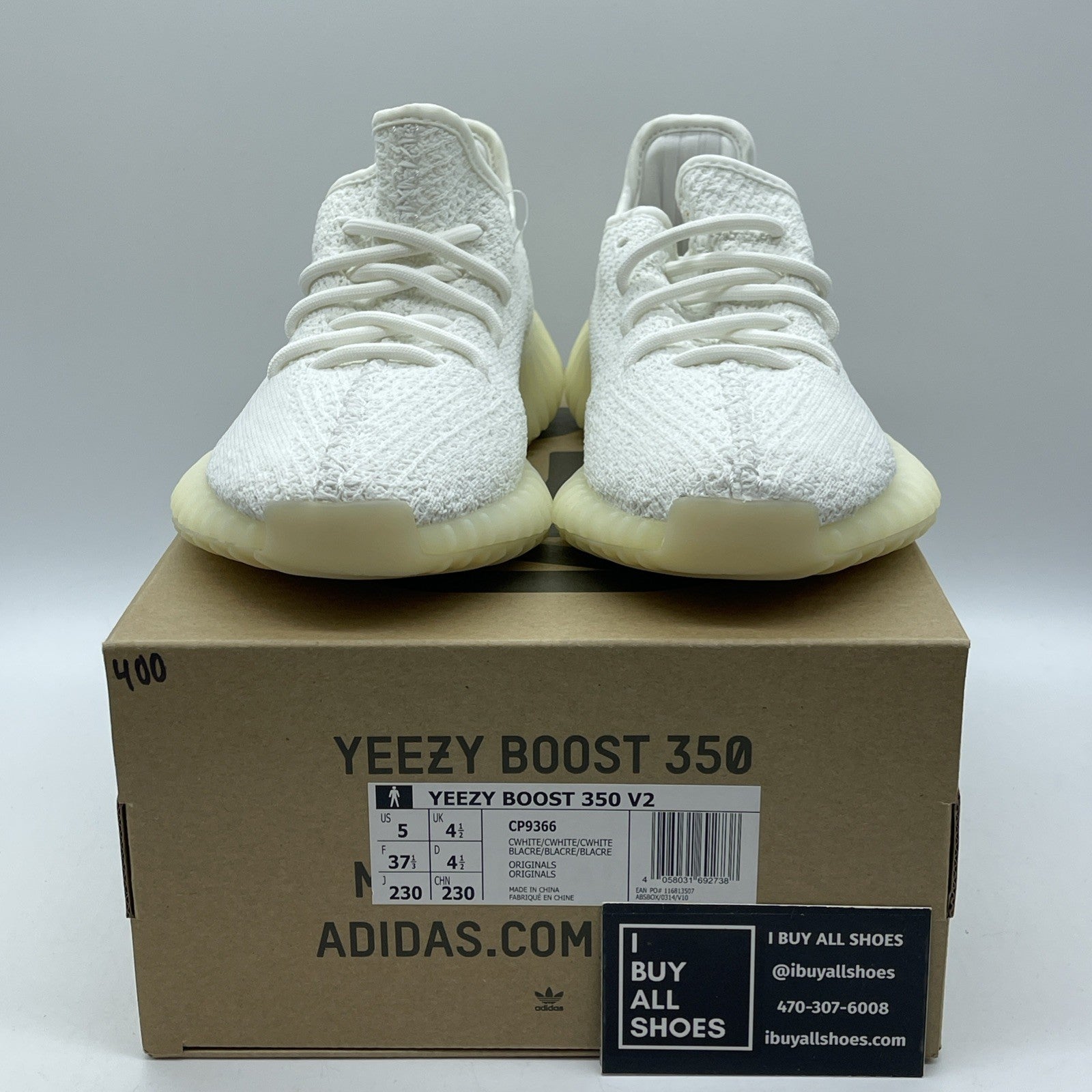 Size 5 - adidas Yeezy Boost 350 V2 Low Cream White / Triple White (CP9366)