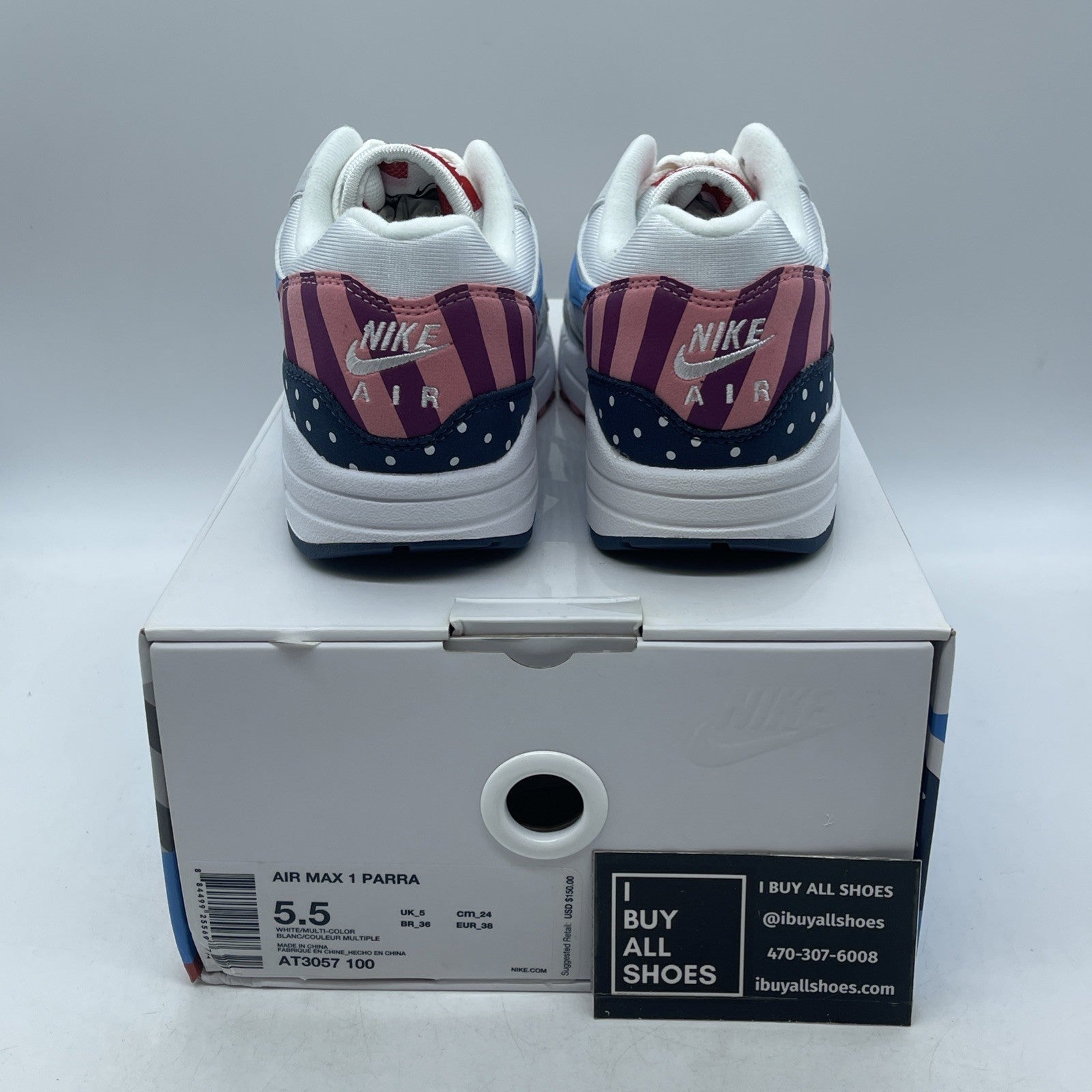 Size 5.5 - Parra x Nike Air Max 1 White (AT3057-100)