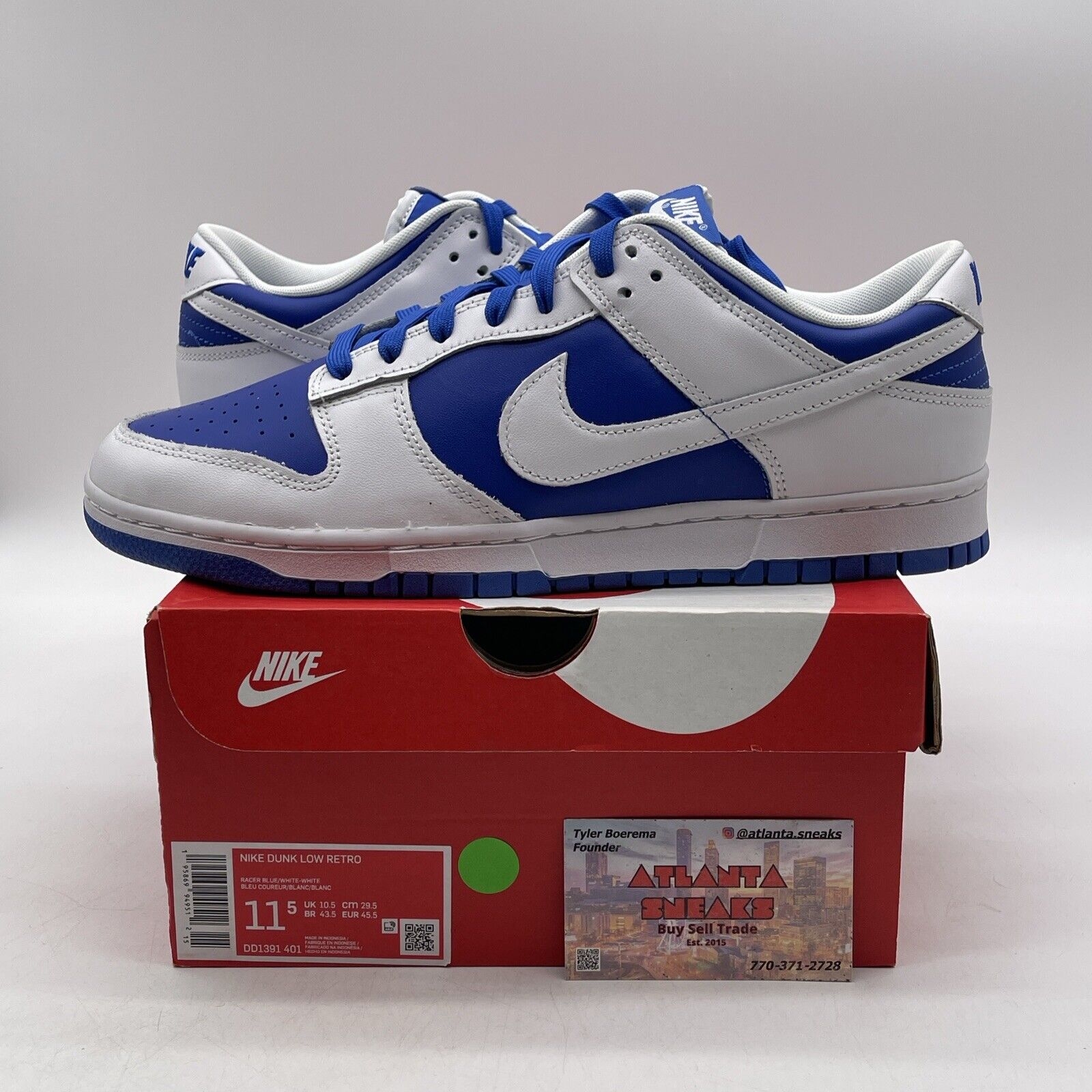 Size 11.5 - Nike Dunk Low Racer Blue white Leather (DD1391-401)