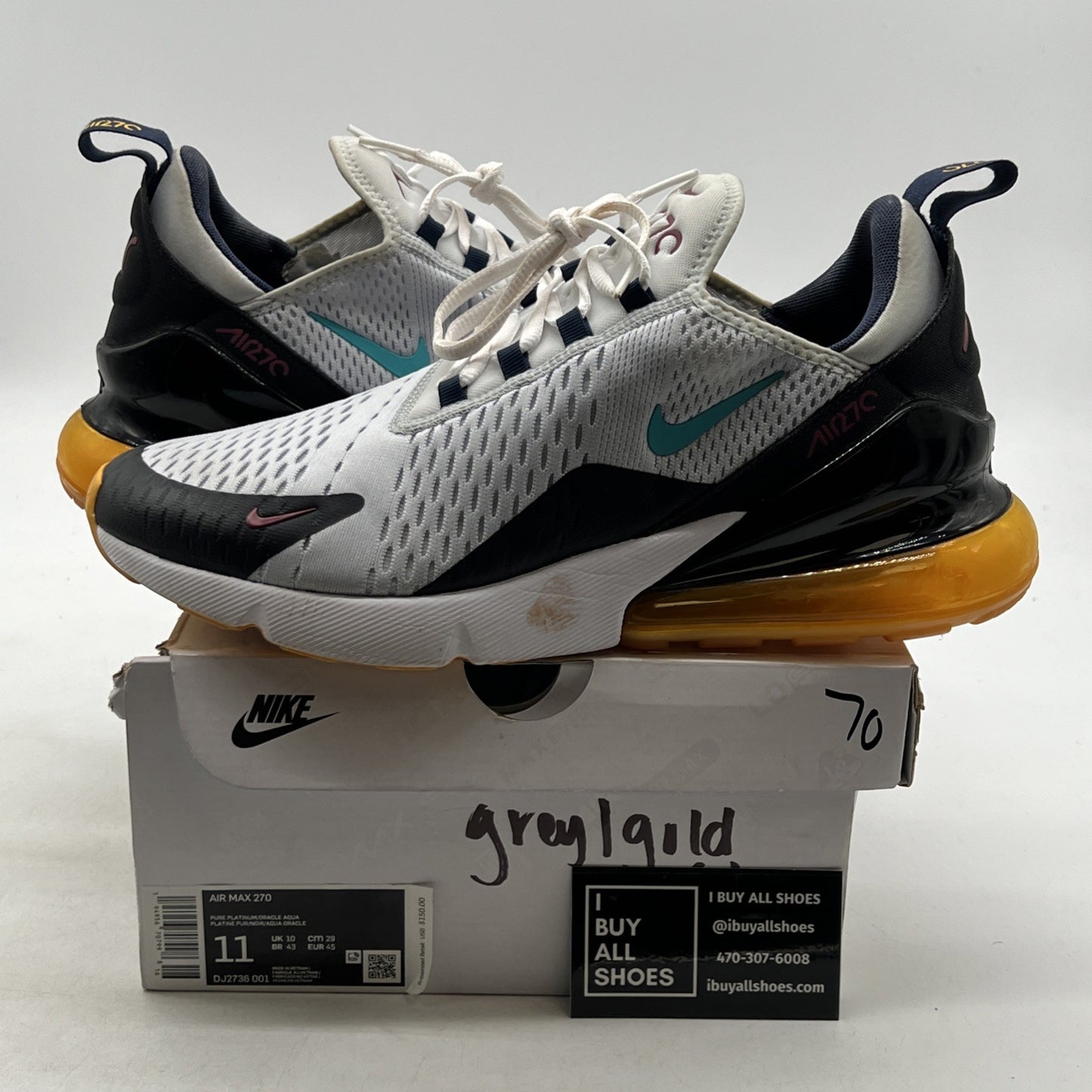 Size 11 - Nike Air Max 270 Oracle Aqua (DJ2736-001)