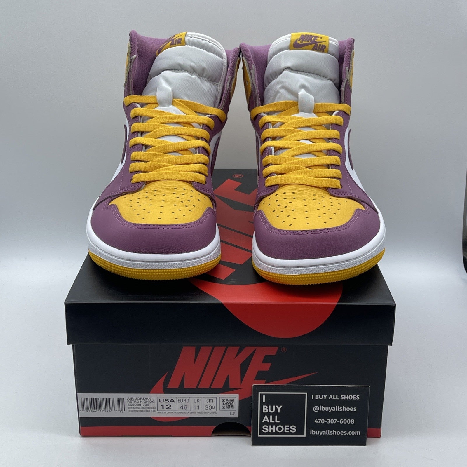 Size 12 - Jordan 1 Retro High OG Brotherhood Yellow Leather (555088-706)