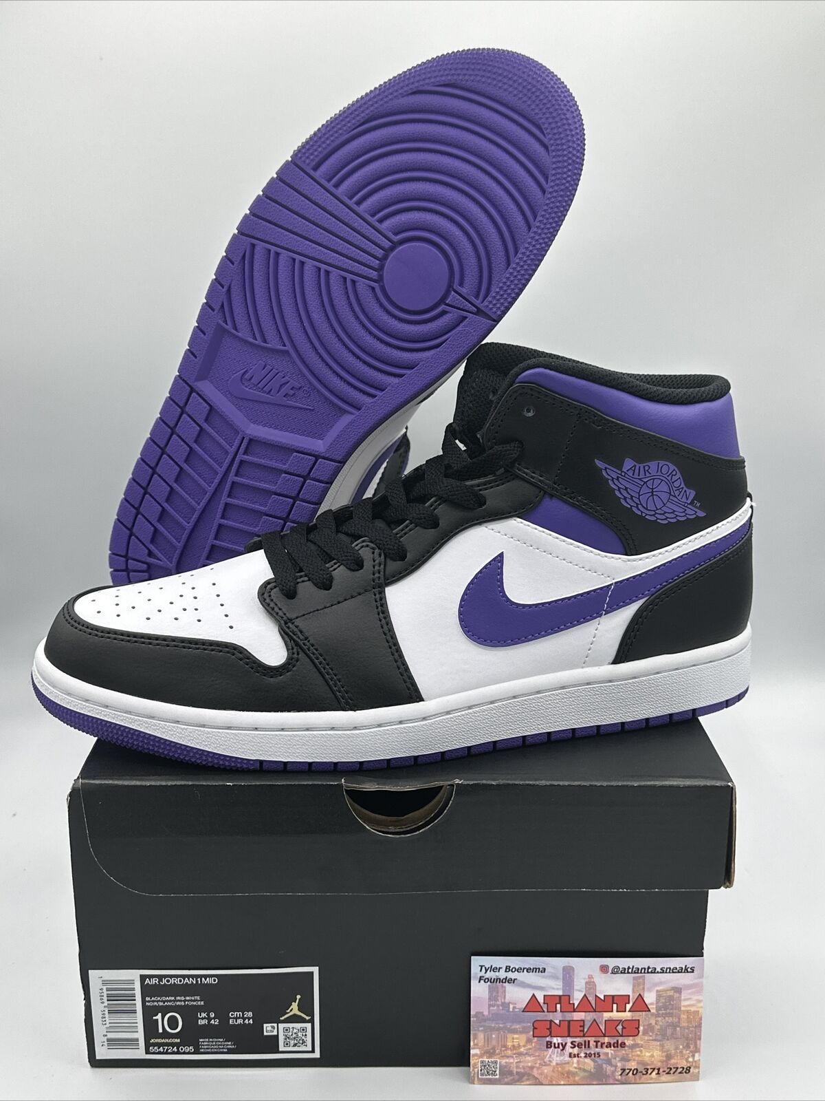 Nike Air Jordan 1 Mid Court Purple Men's Size 10 (554724-095)