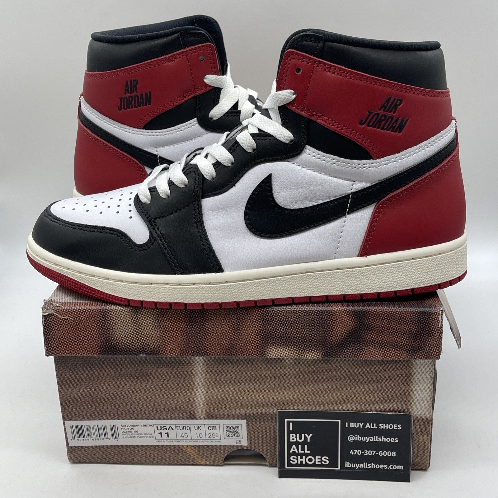 Size 11 - Air Jordan 1 Retro OG High Black Toe Reimagined Leather (DZ5485-106)