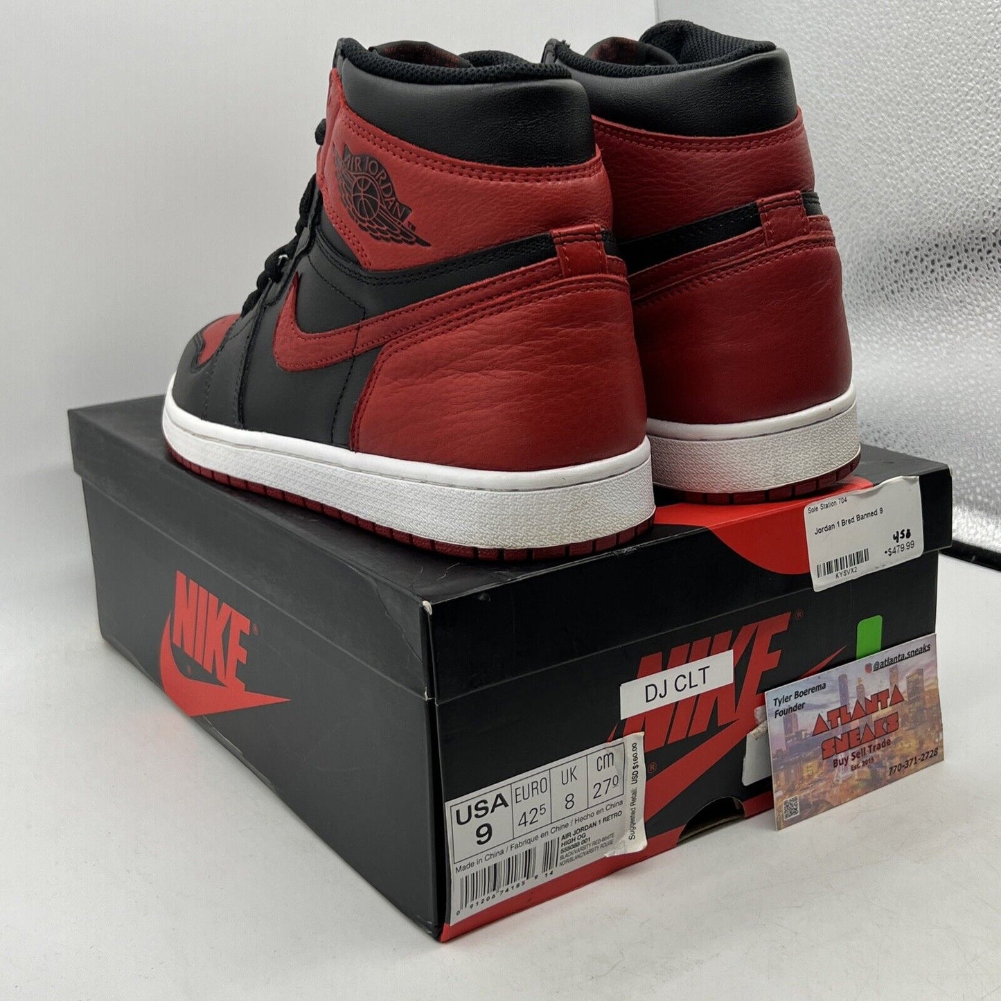 Size 9 - Jordan 1 Retro OG High Banned, Bred Black Red White Leather 555088-001