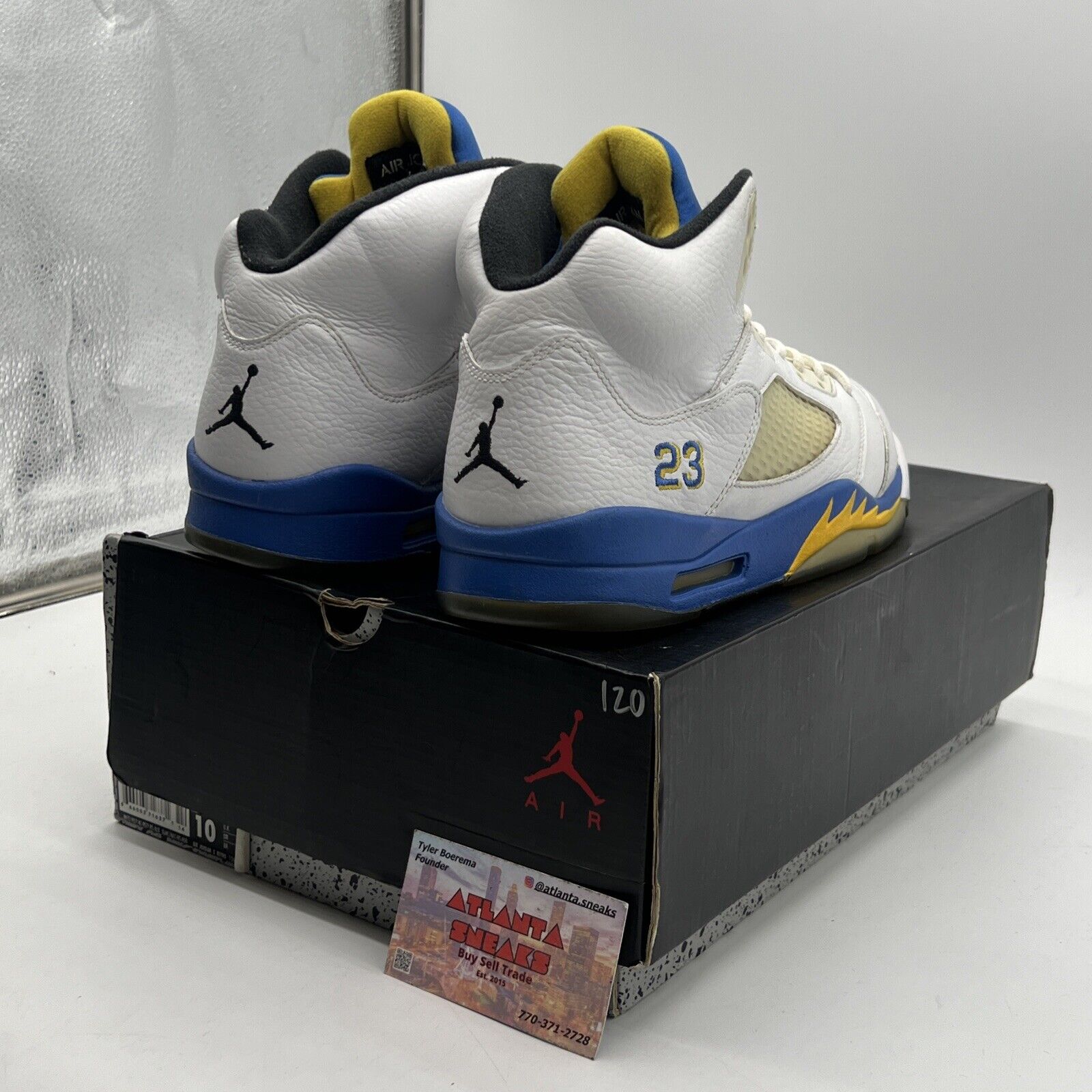 Size 10 - Air Jordan 5 Retro 2013 Laney Yellow Blue White Leather (136027-189)