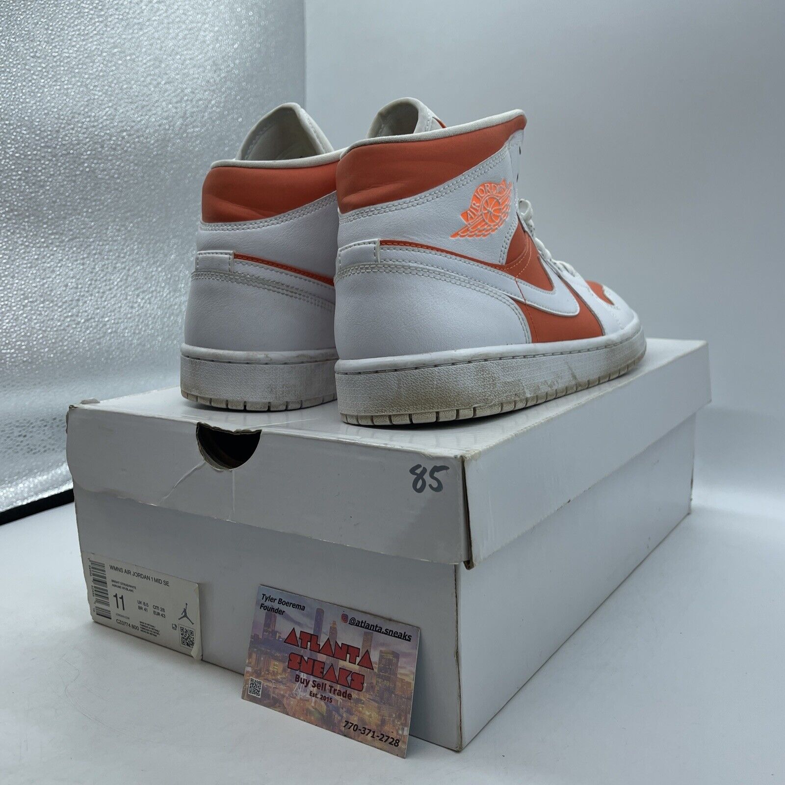 Size 10.5W- Air Jordan 1 SE Mid Bright Citrus Orange White Suede (CZ0774-800)