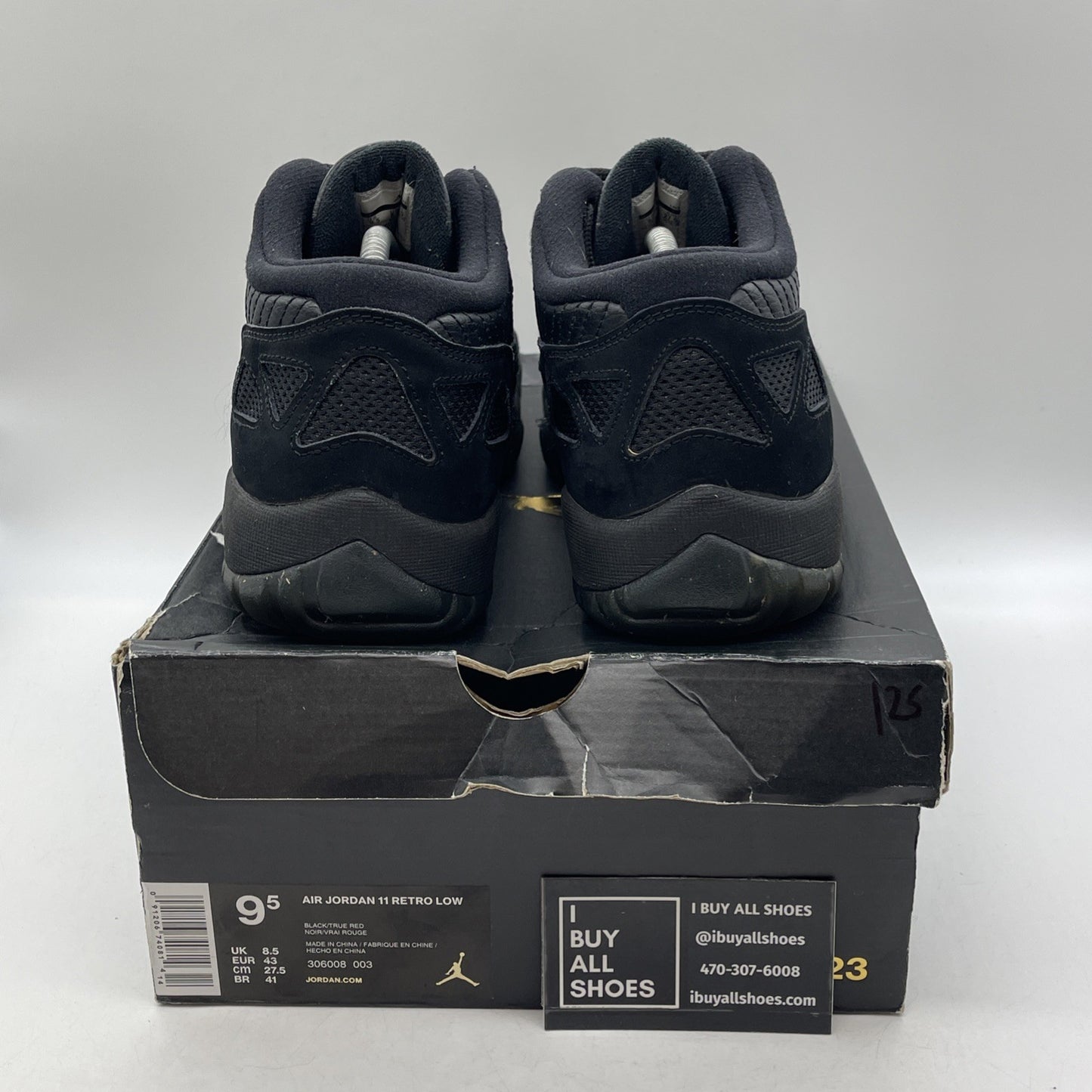 Size 9.5 - Air Jordan 11 IE Low Referee Black Suede Leather (306008-003)