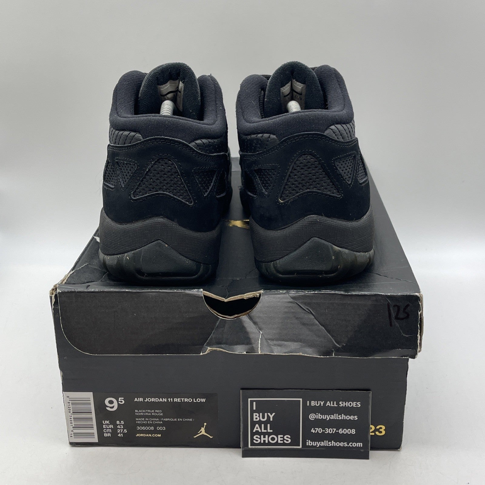 Size 9.5 - Air Jordan 11 IE Low Referee Black Suede Leather (306008-003)