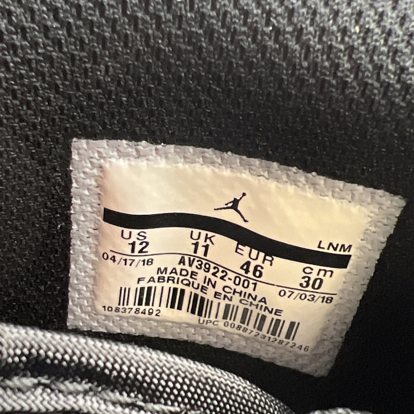 Size 12 - Air Jordan Legacy 312 Black Cement (AV3922-001)