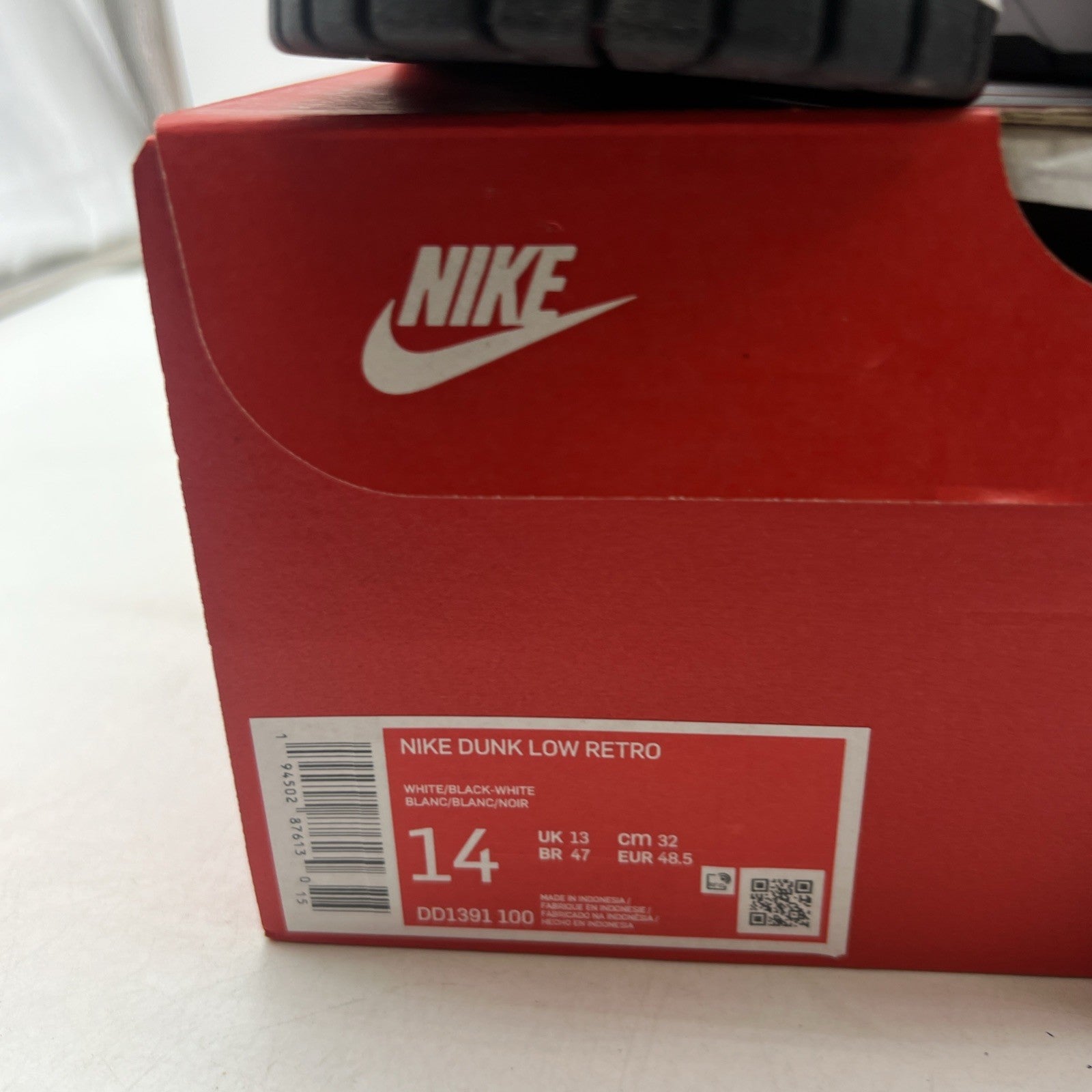 Size 14 - Nike Dunk Low Black White (DD1391-100)