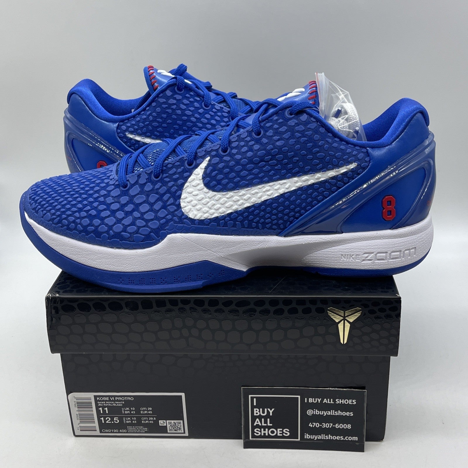 Size 11 - Nike Kobe 6 Protro Dodger White Blue Leather (CW2190-400).