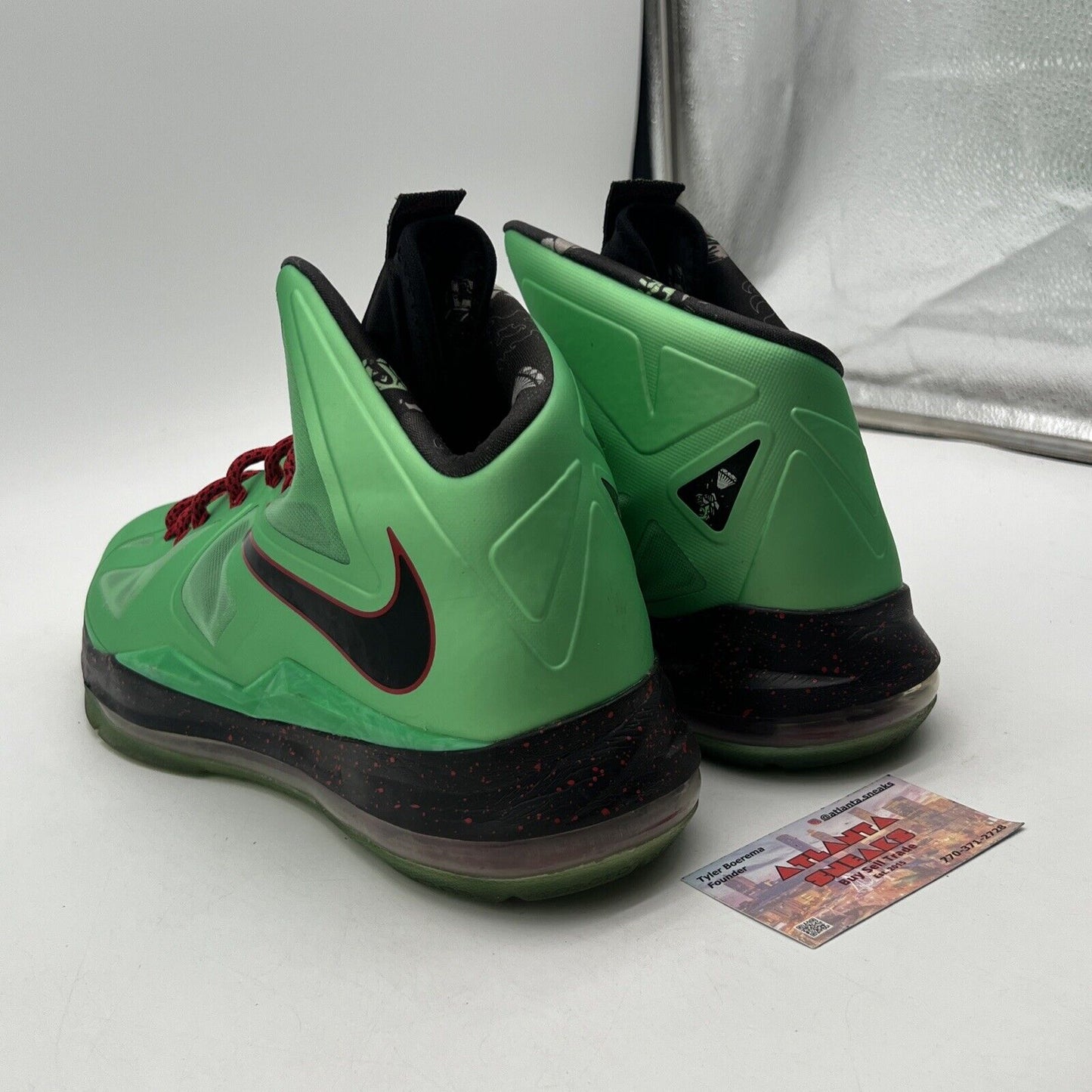 Size 13 - Nike LeBron 10 Cutting Jade Black Red Green (541100-303)